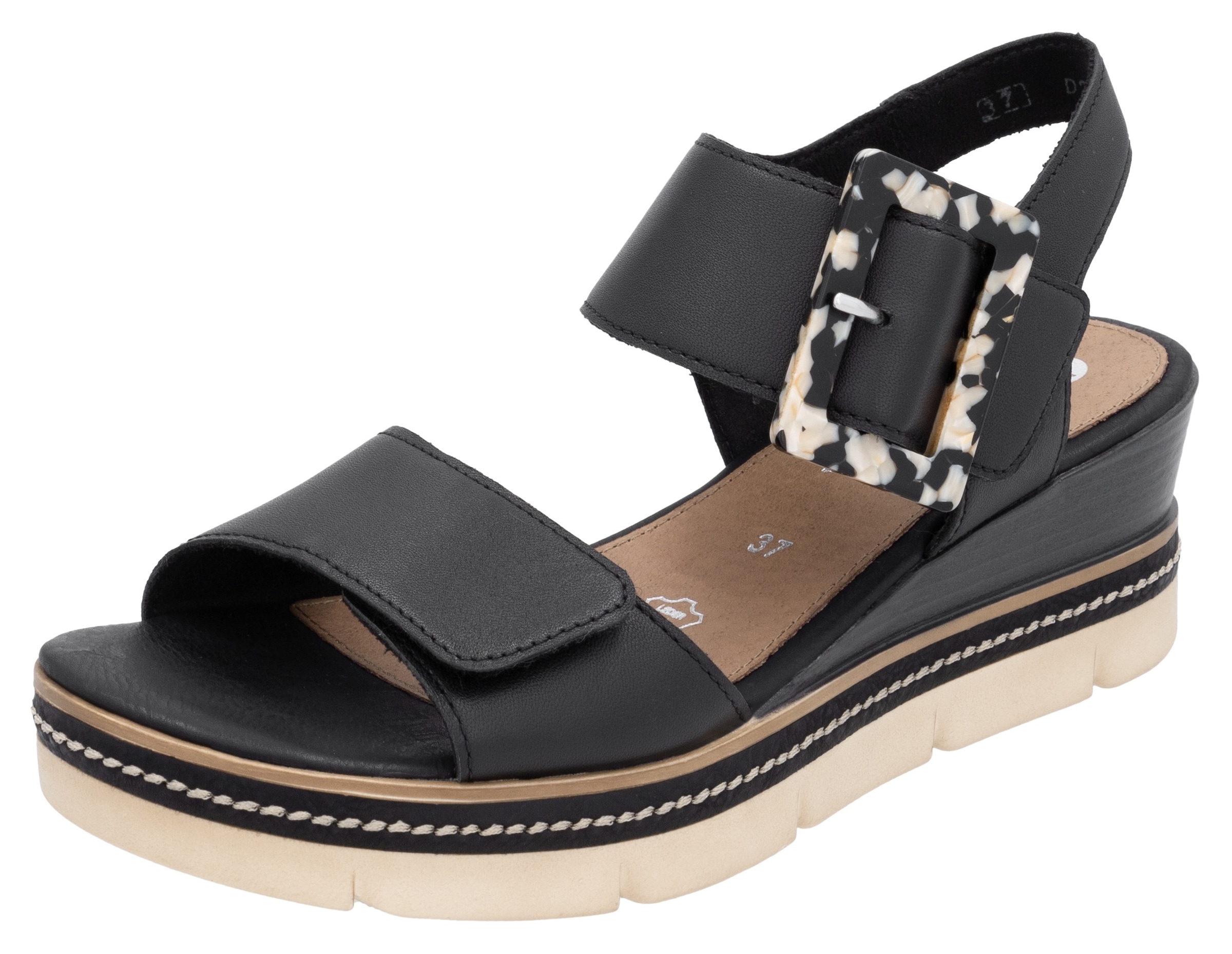 Image of Remonte Keilsandalette "Elisabeth Hurley-Collection" Keilabsatz, Riemensandale, Sommerschuh, auffällige Zierschnalle