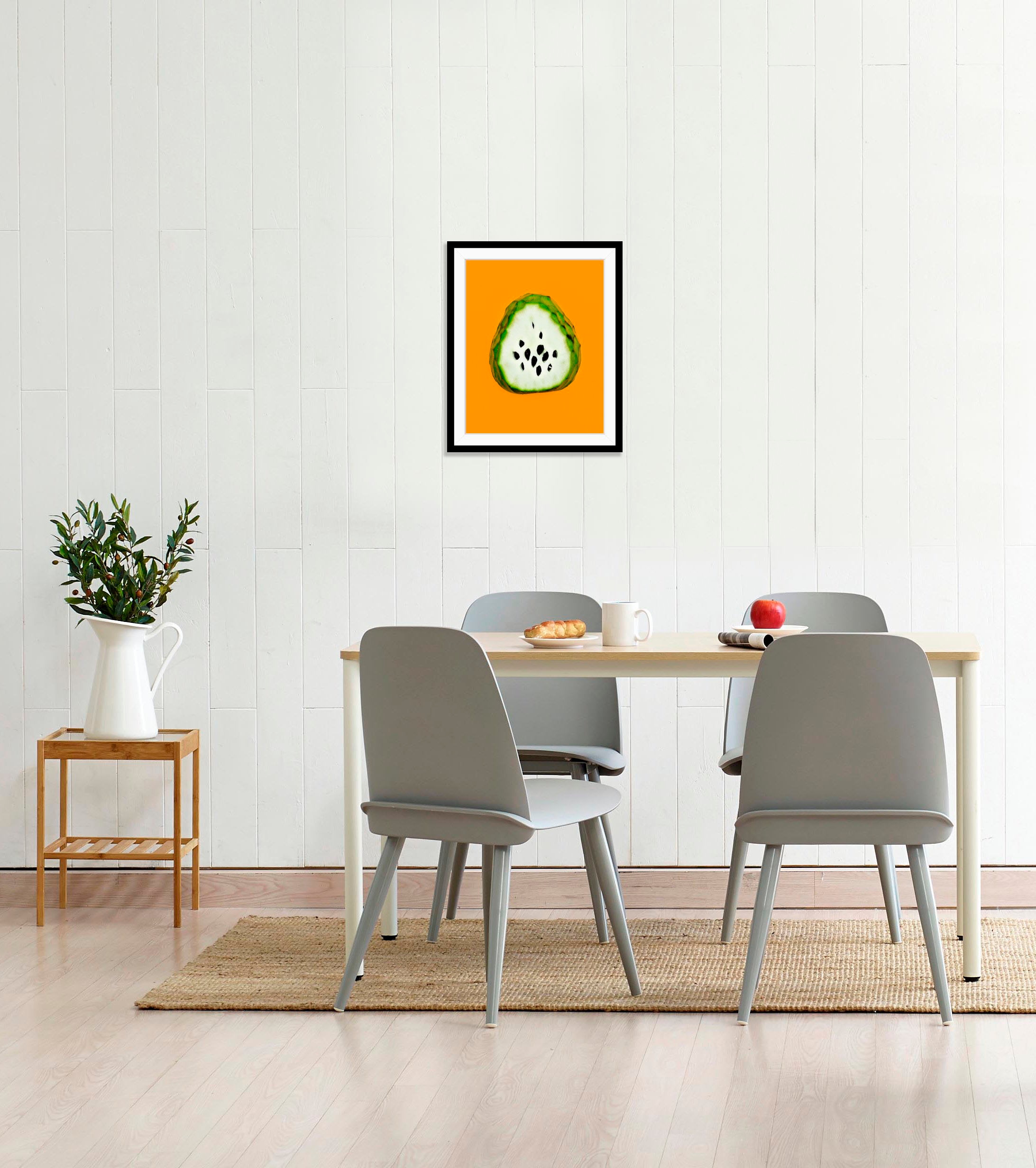 Image of queence Bild "Stefano" Essen Figuren Kunst Lebensmittel Obst Obst Bilder 1 Stk. tlg. HD Premium Poster-Druck inkl. Holzrahmen