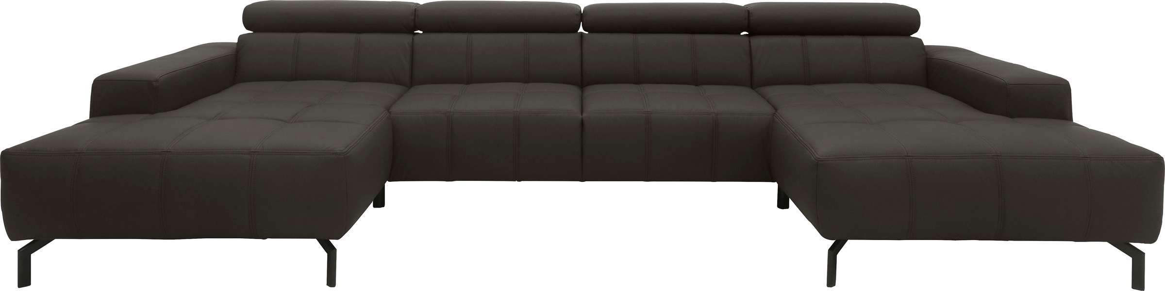 DOMO collection Wohnlandschaft »Cunelli tolle Sitznähte als Designelement, fester Sitzkomfort, U-Form« whlw. verstellbare Kopfteile, passend für gängige Saugroboter