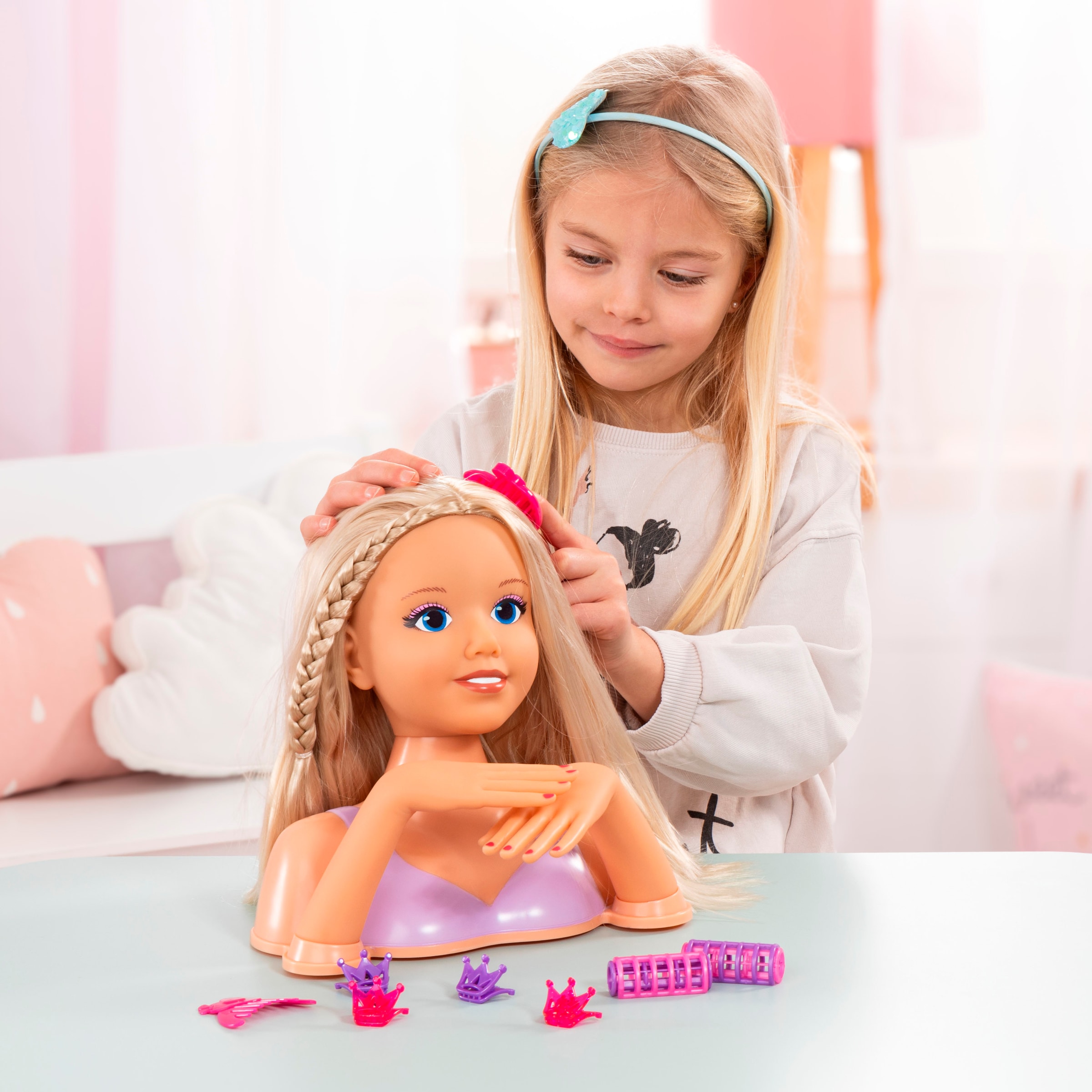 Bayer Frisier- & Schminkkopf »Frisierkopf mit Kosmetik« mit Kosmetik und beweglichen Händen