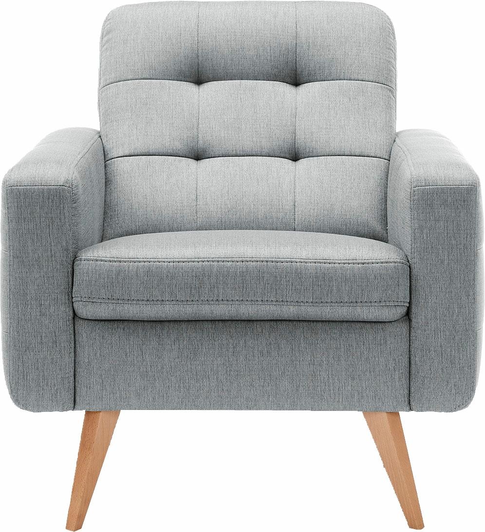 Image of exxpo - sofa fashion Sessel "Nappa, Loungesessel mit aktueller Rückensteppung, bequem und modern" hohe Holzfüsse
