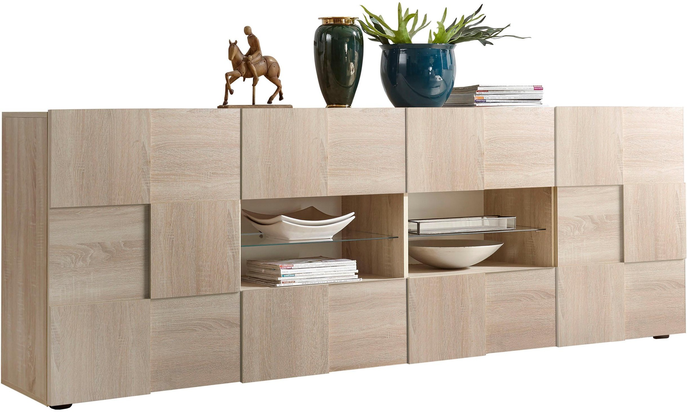 Image of Home affaire Sideboard "Dama Breite 241, Kommode 2 Türen u. 4 Schubkästen, Anrichte" Front in 3D-Optik, viel Stauraum, verschiedene Farben