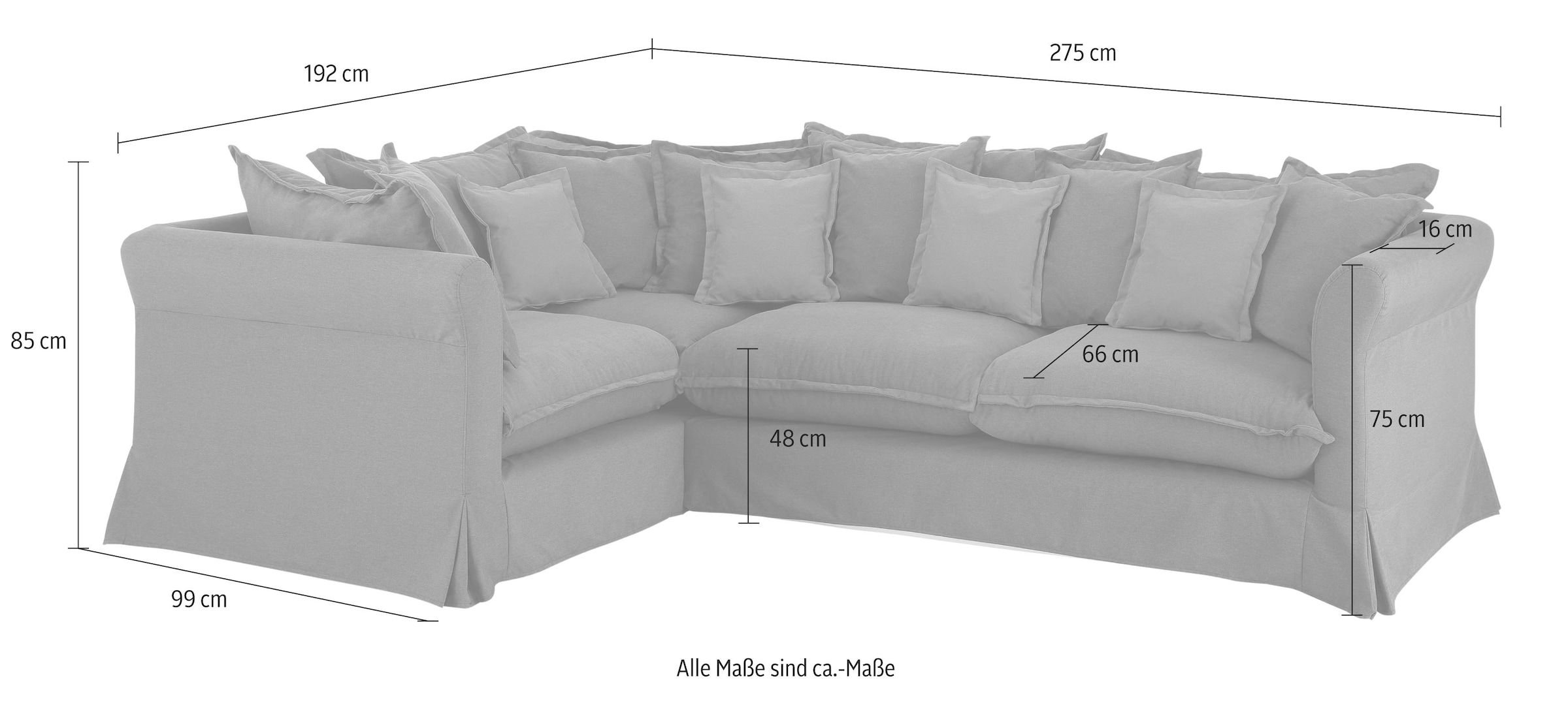 ♕ Home affaire Ecksofa Kissen Husse abnehmbarer losen vielen mit »Luise«, auf und versandkostenfrei