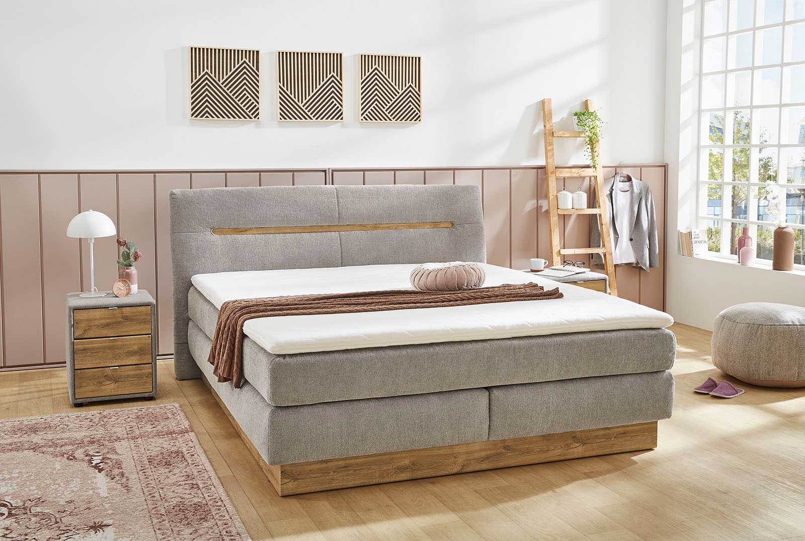 Jockenhöfer Gruppe Lit boxspring »Nika erhältlich in der Grösse 180x200cm« avec coffre de lit, matelas 7 zones, surmatelas, plusieurs degrés de fermeté au choix