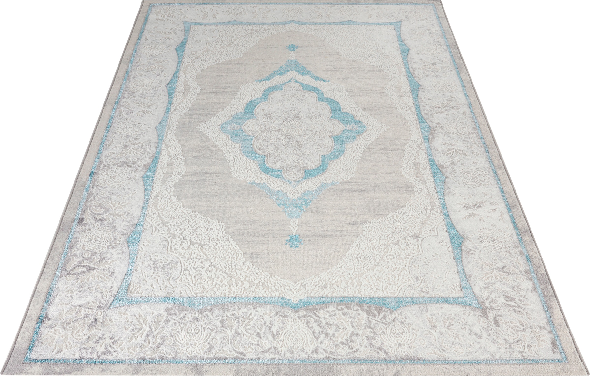 Image of MINT RUGS Teppich »Alba«, rechteckig, 8 mm Höhe, Kurzflor, Orient Design, leichter Glanz, Wohnzimmer, Schlafzimmer, Robust, Pflegeleicht, Konturenschnitt, 3D- Optik bei Ackermann Versand Schweiz