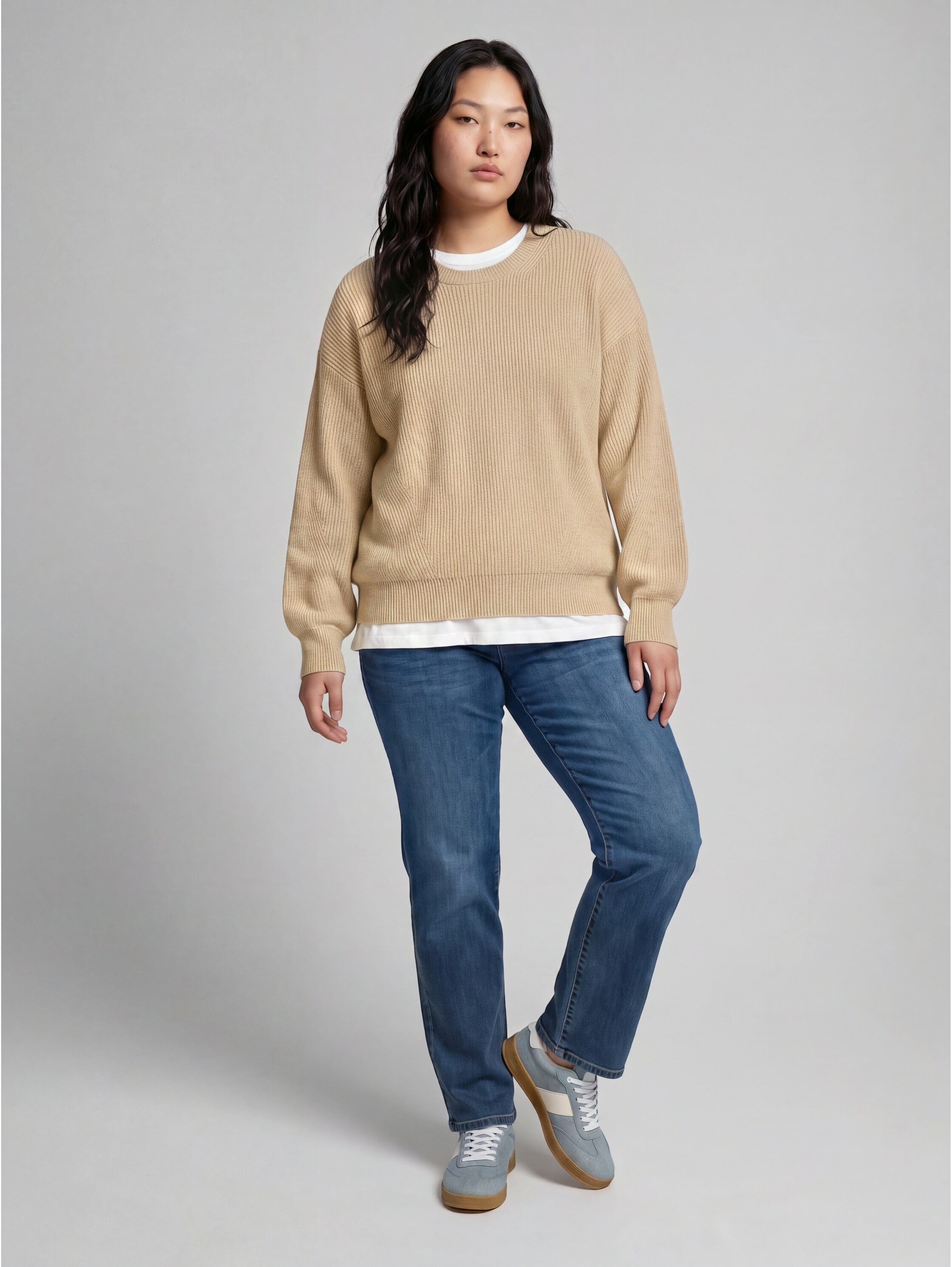 TOM TAILOR PLUS Pull en tricot pull à manches longues avec col rond / mélange viscose