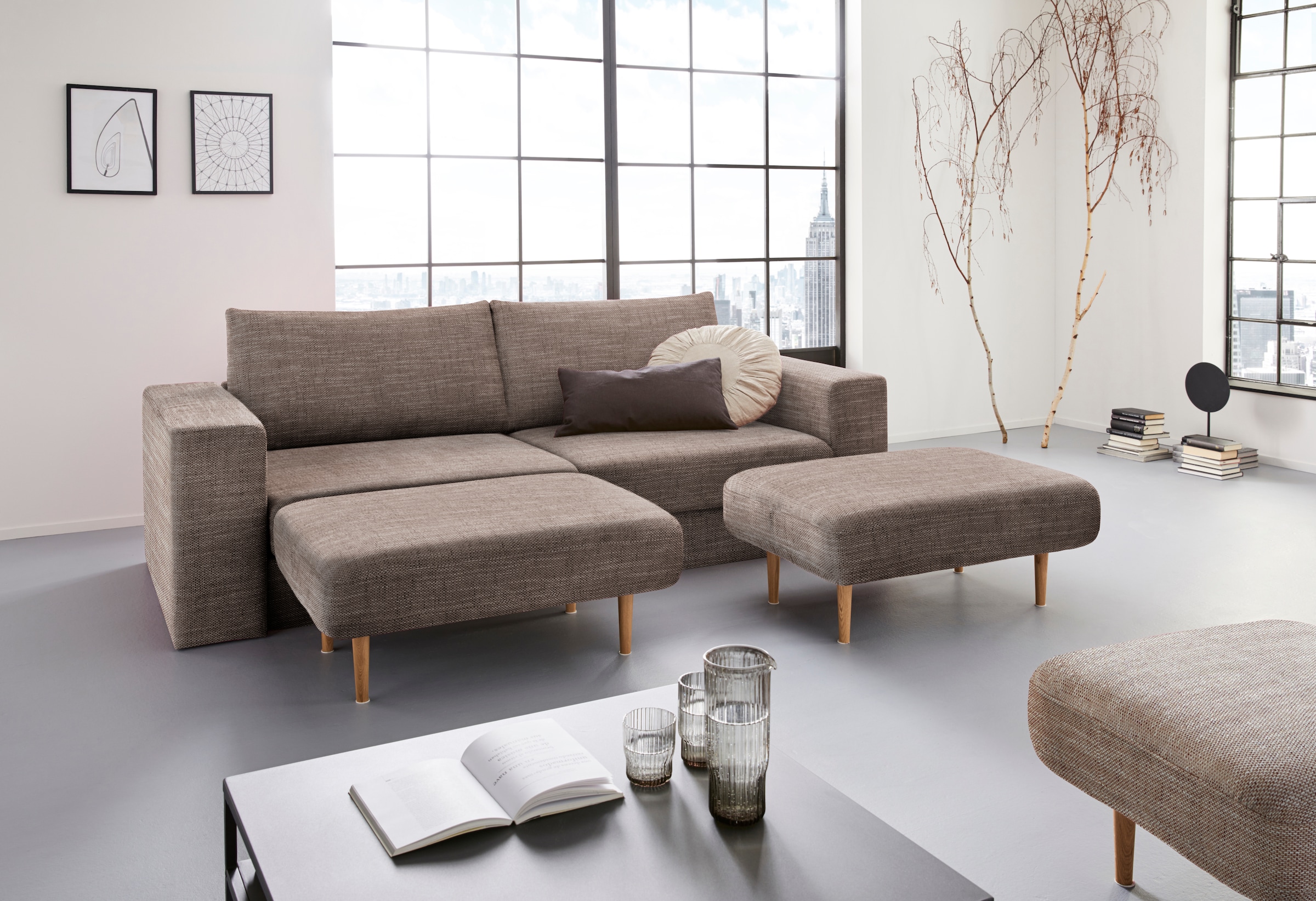 LOOKS by Wolfgang Joop 4-Sitzer »Looksv«, Verwandlungssofa: aus Sofa wird Sofa mit 2 Hockern