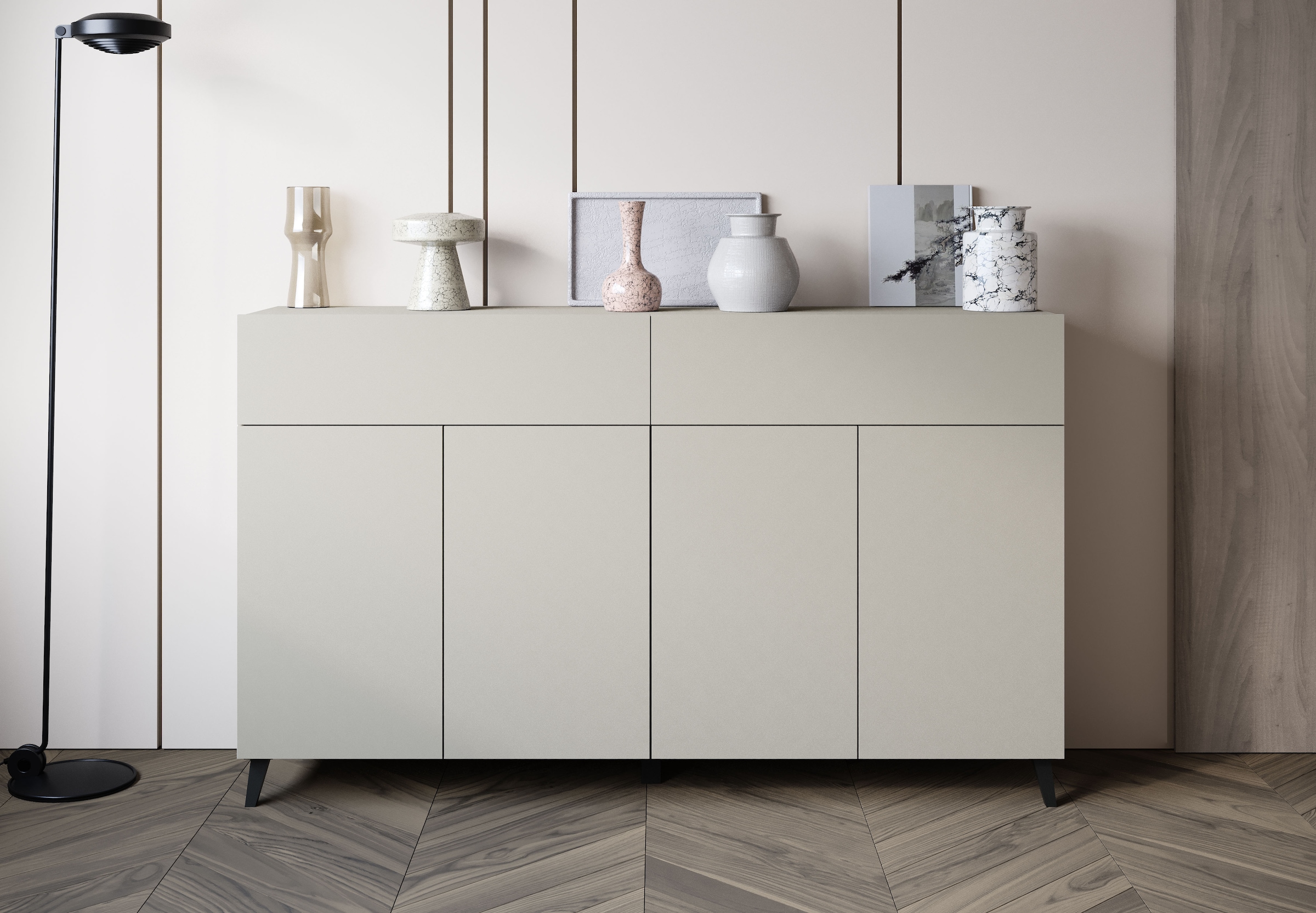 Image of Home affaire Sideboard "Phuket mit 4 Türen und 2 Schubladen, 160 cm breit" 1 Stk. tlg. Grifflose Kommode mit Push-to-Open und viel Stauraum