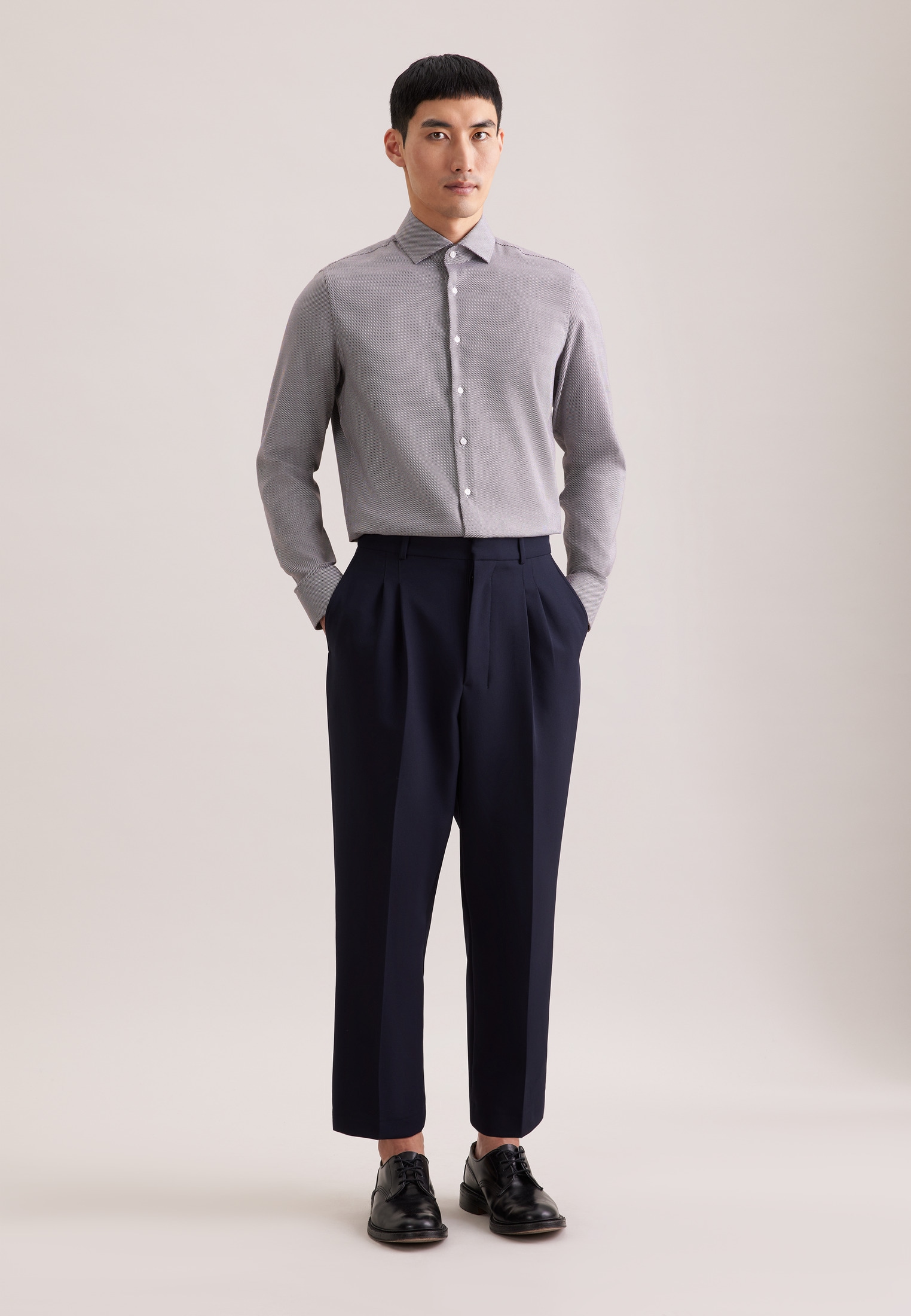 seidensticker Chemise d'affaires »Schwarze Rose« Slim 1/1 Kentkragen Struktur