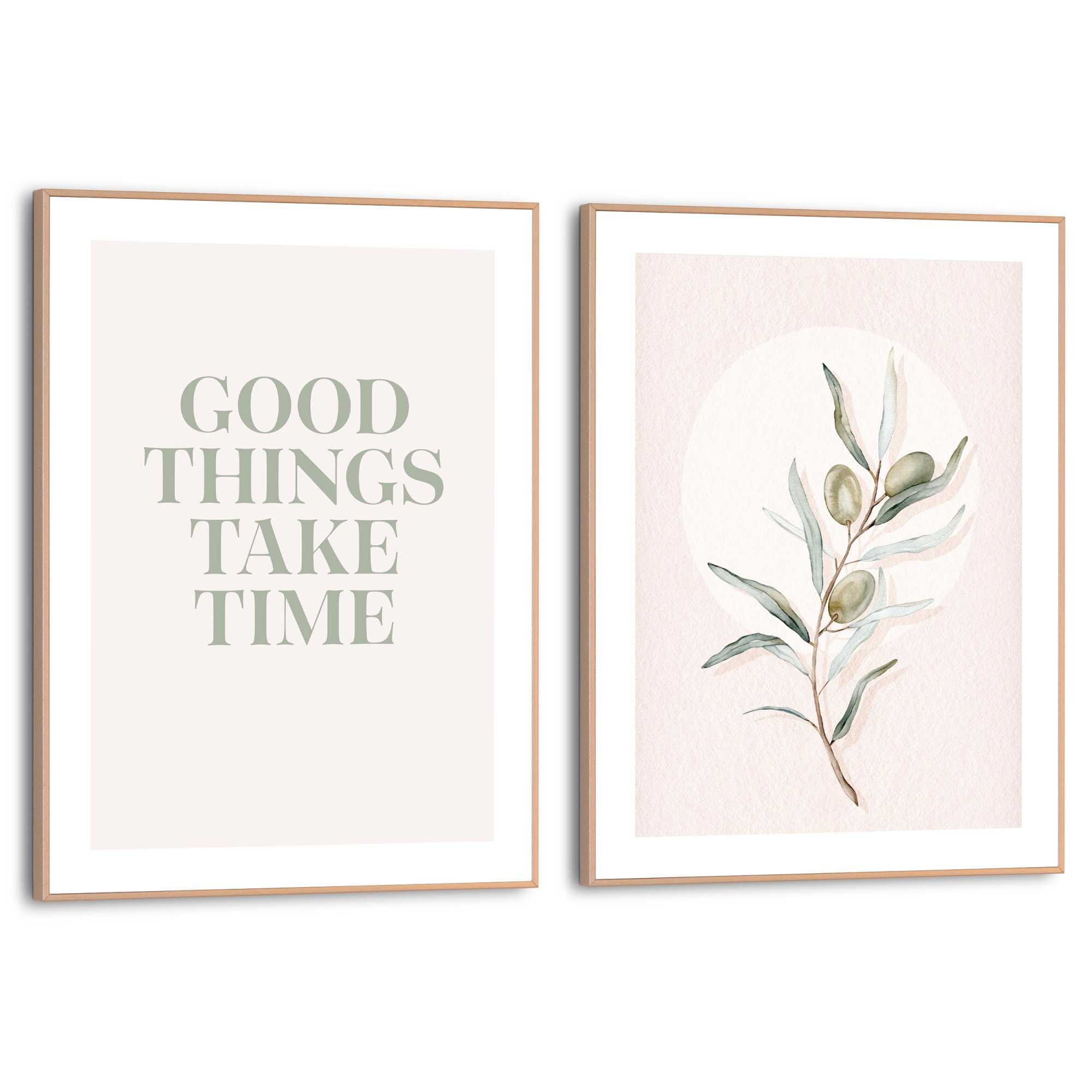 Image of Reinders Poster "Good Things" Wohnzimmer - Olivenzweig - Beige - MDF - Sprüche - 30x40 cm