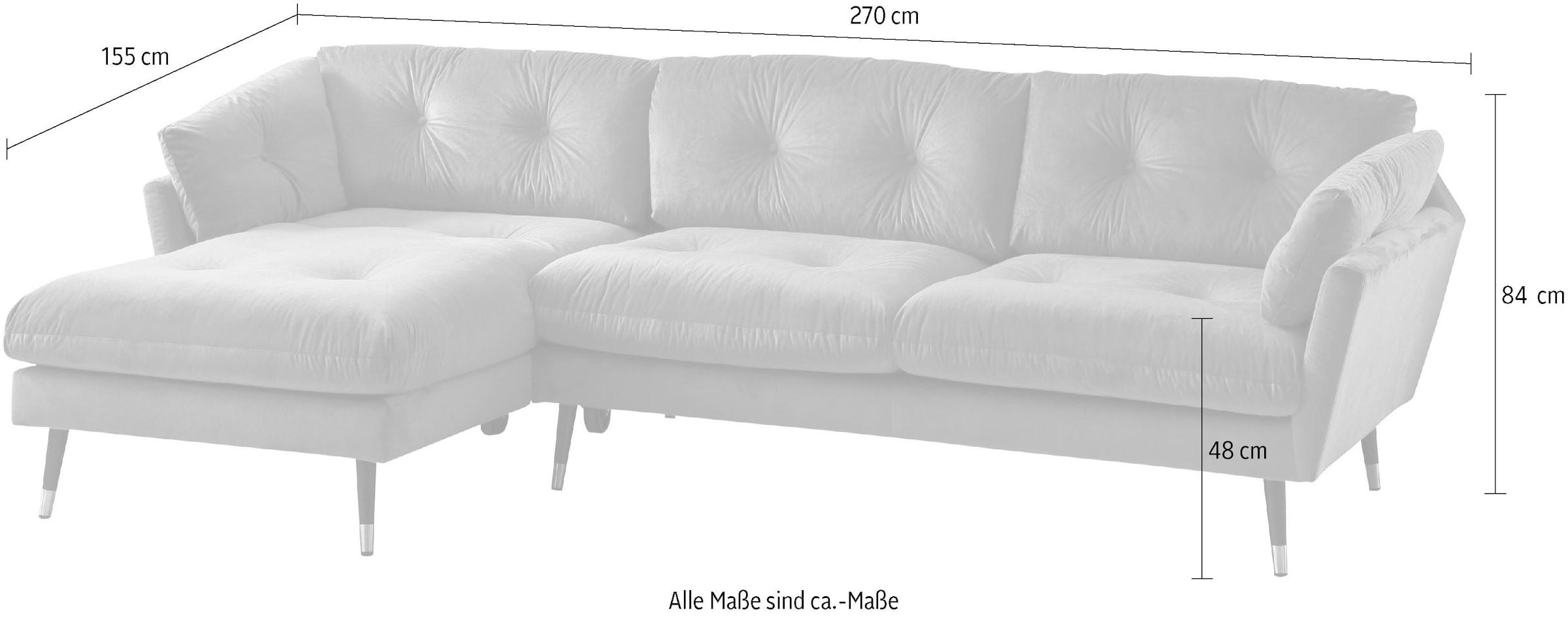 Trends by HG Ecksofa »Japan L-Form«, mit Fuss in Holz-Metallkombination, Recamiere rechts oder links