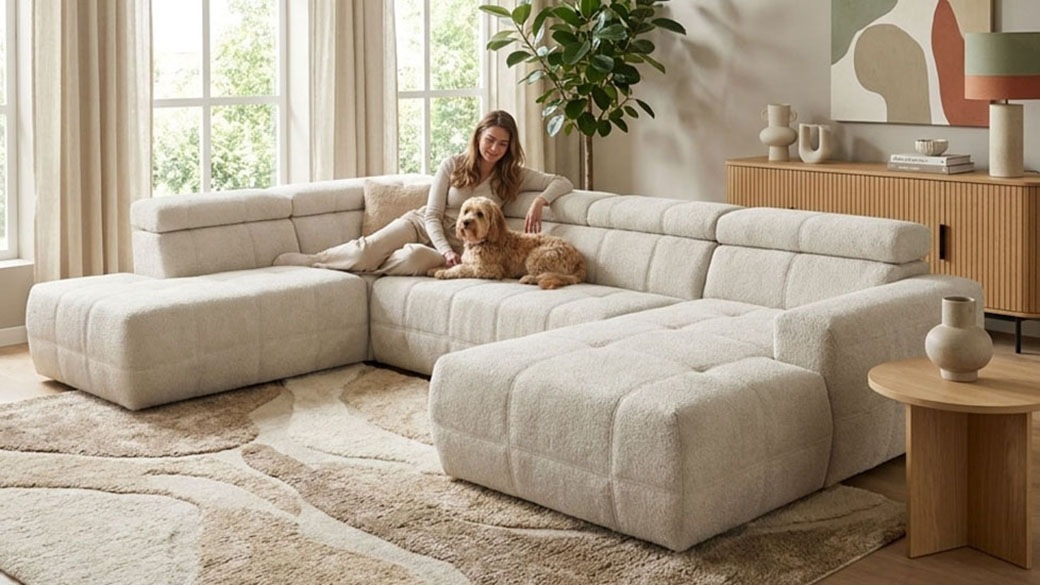 Image of GOODproduct Wohnlandschaft "Ballerup 359 x 228 cm, auch mit verstellbarer Sitztiefe" Kopfteile verstellbar, Pet Friendly Bezug, U-Form