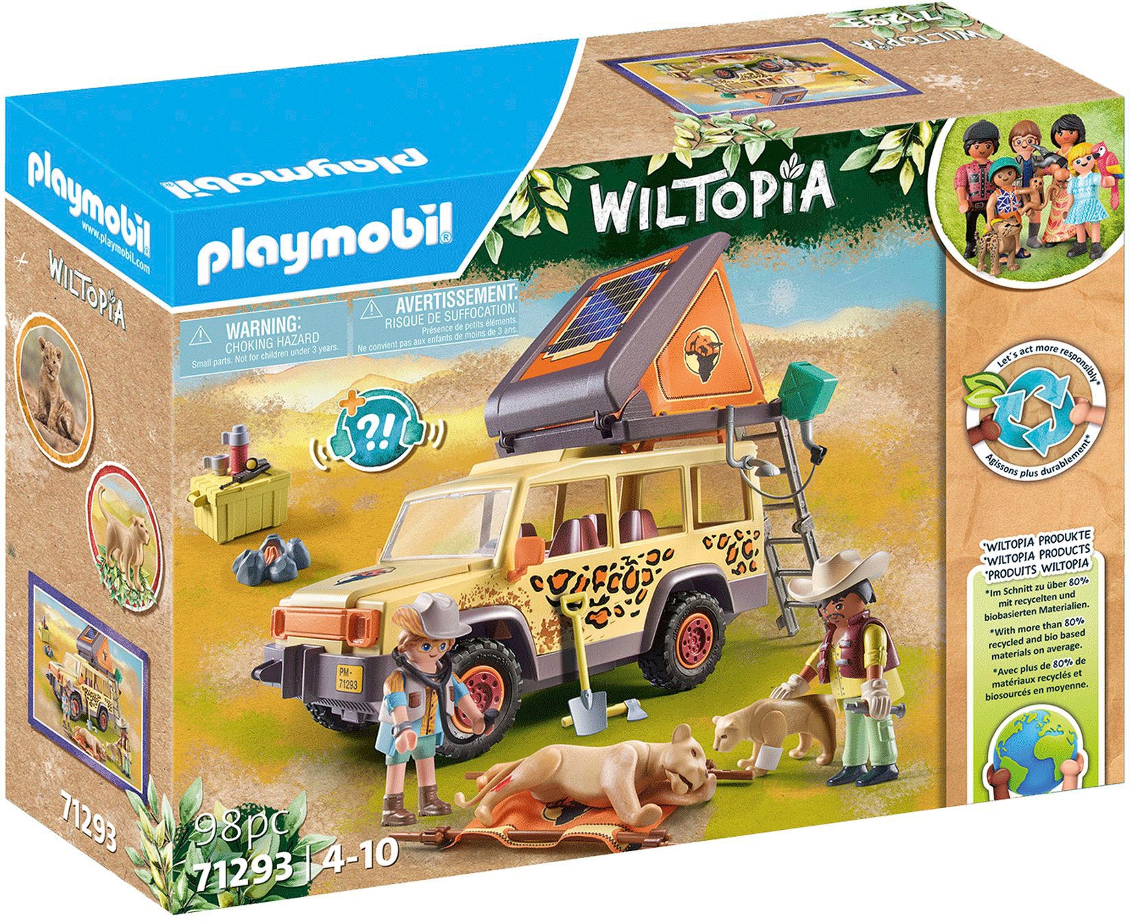 Konstruktions-Spielset »Mit dem Geländewagen bei den Löwen (71293), Wiltopia«, (98...