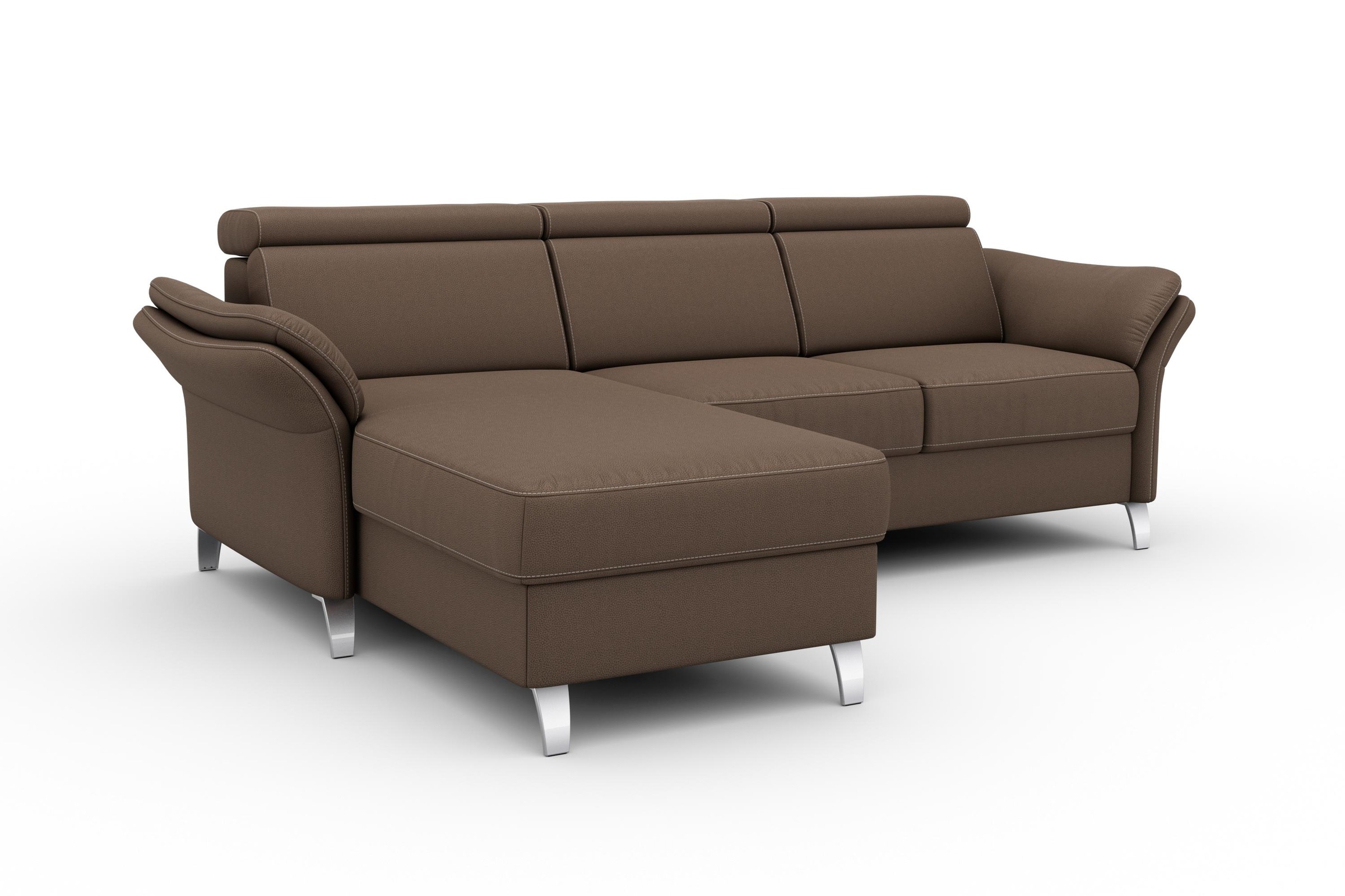 sit&more Ecksofa »Vincenzo L-Form«, inklusive Kopfteilverstellung, wahlweise mit Bettfunktion, Bettkasten
