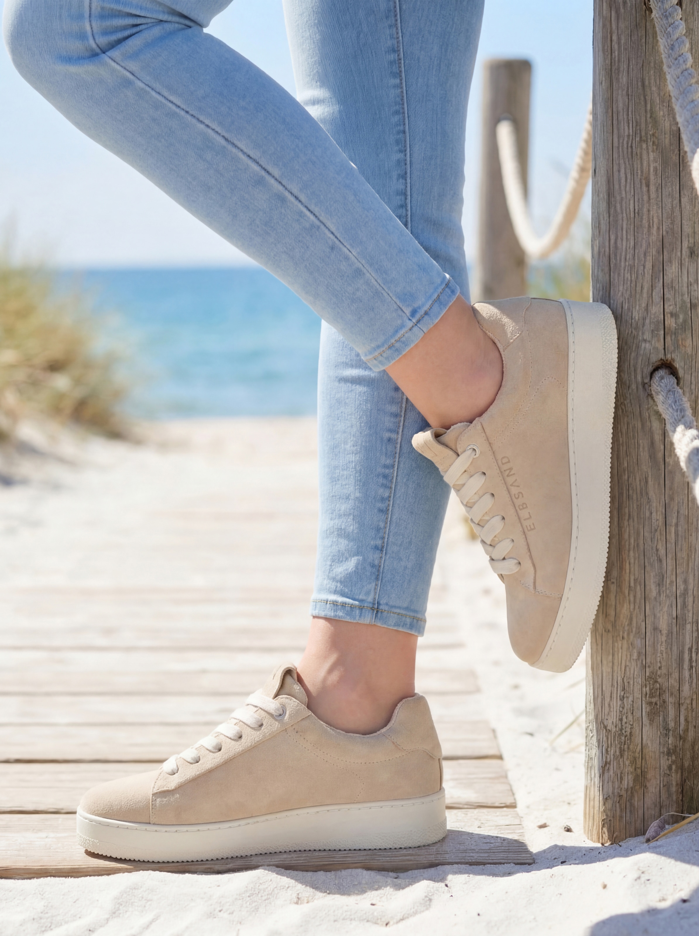 Elbsand Sneaker »Freizeitschuh, Lederschuh, Ledersneaker, Turnschuh, Schnürschuhe«  NEU aus Leder mit Plateausohle und austauschbaren Schnürsenkeln
