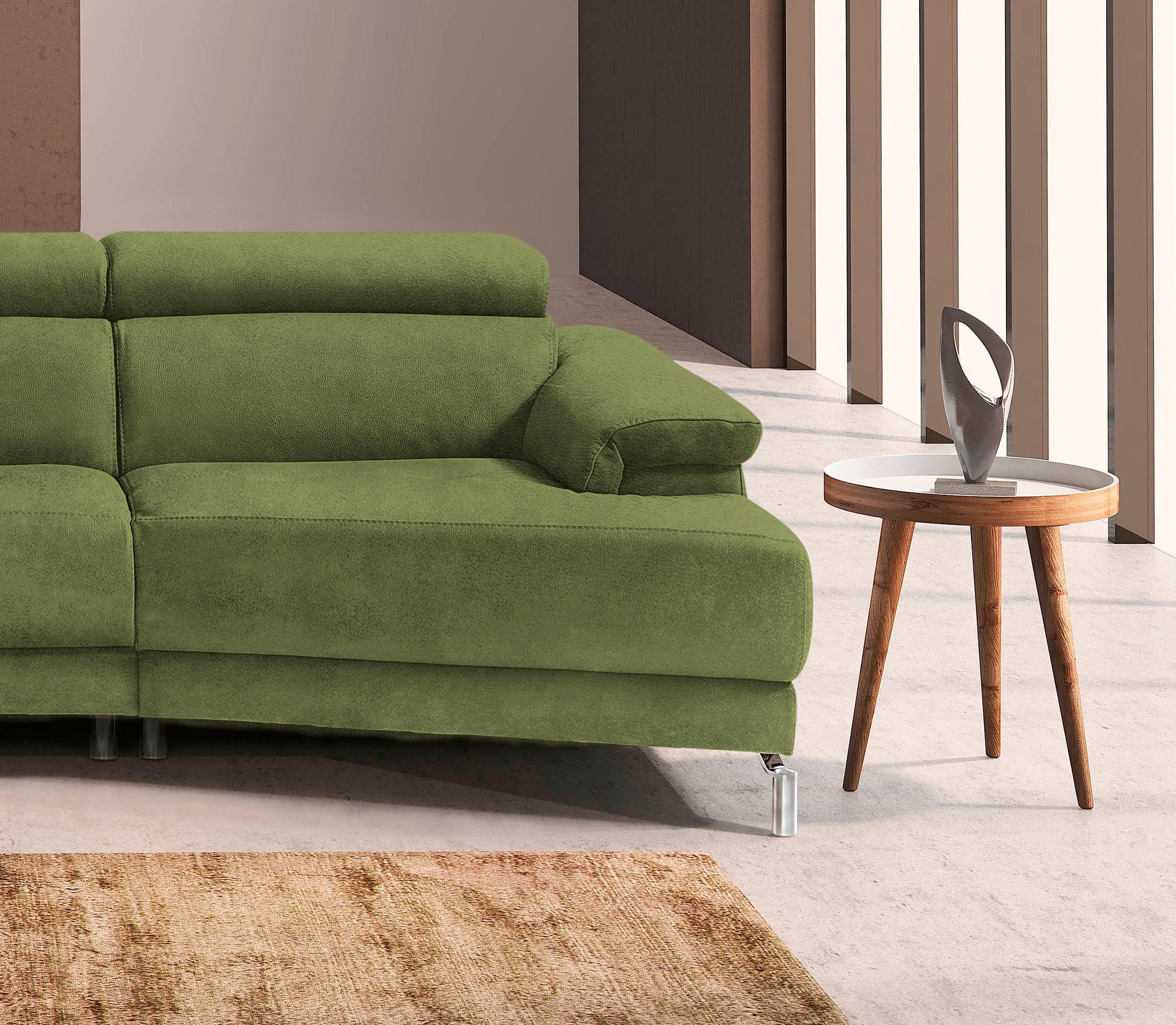 Egoitaliano Ecksofa »Soul, extravagantes Designsofa, Megasofa, super bequem, tolle Details«, mit Trapez-Abschlusselement, inkl verstellbarer Kopfteile