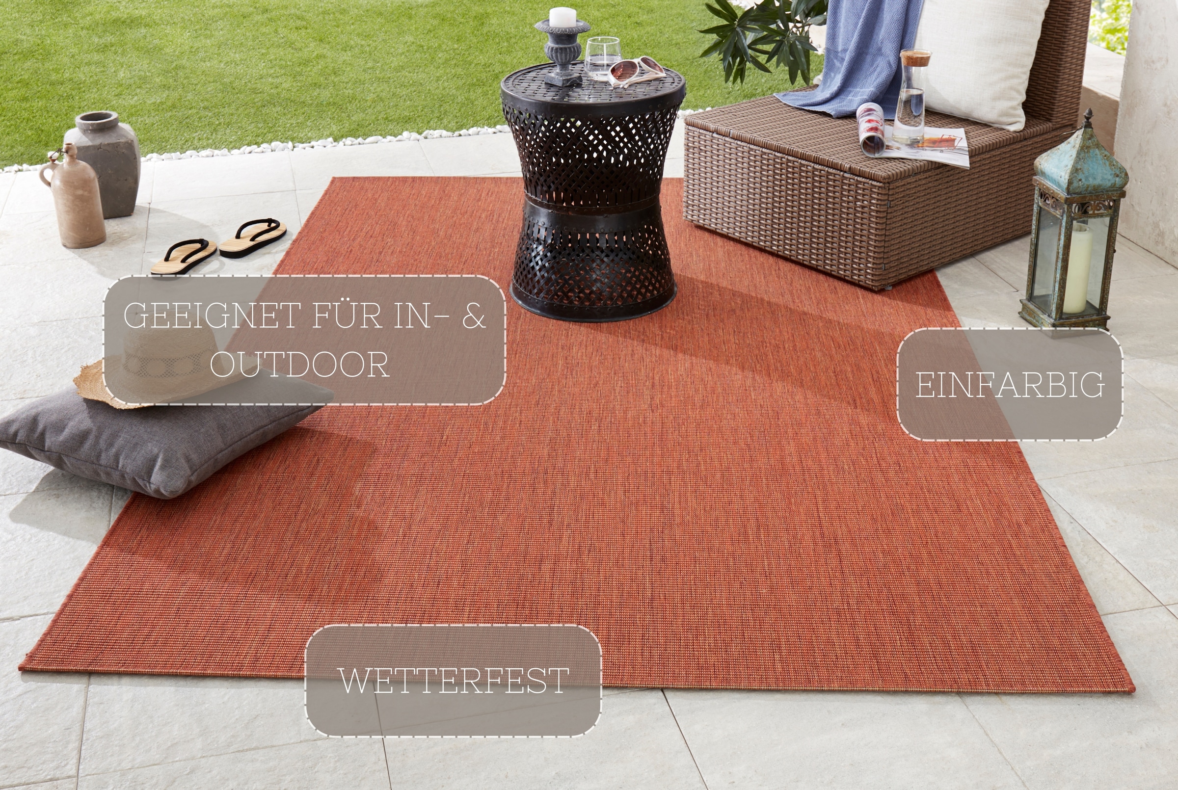 HANSE Home Teppich »Match«, rechteckig, 8 mm Höhe, In-& Outdoor, Kurzflor, Läufer, Modern, Unifarben, Wohnzimmer, Balkon