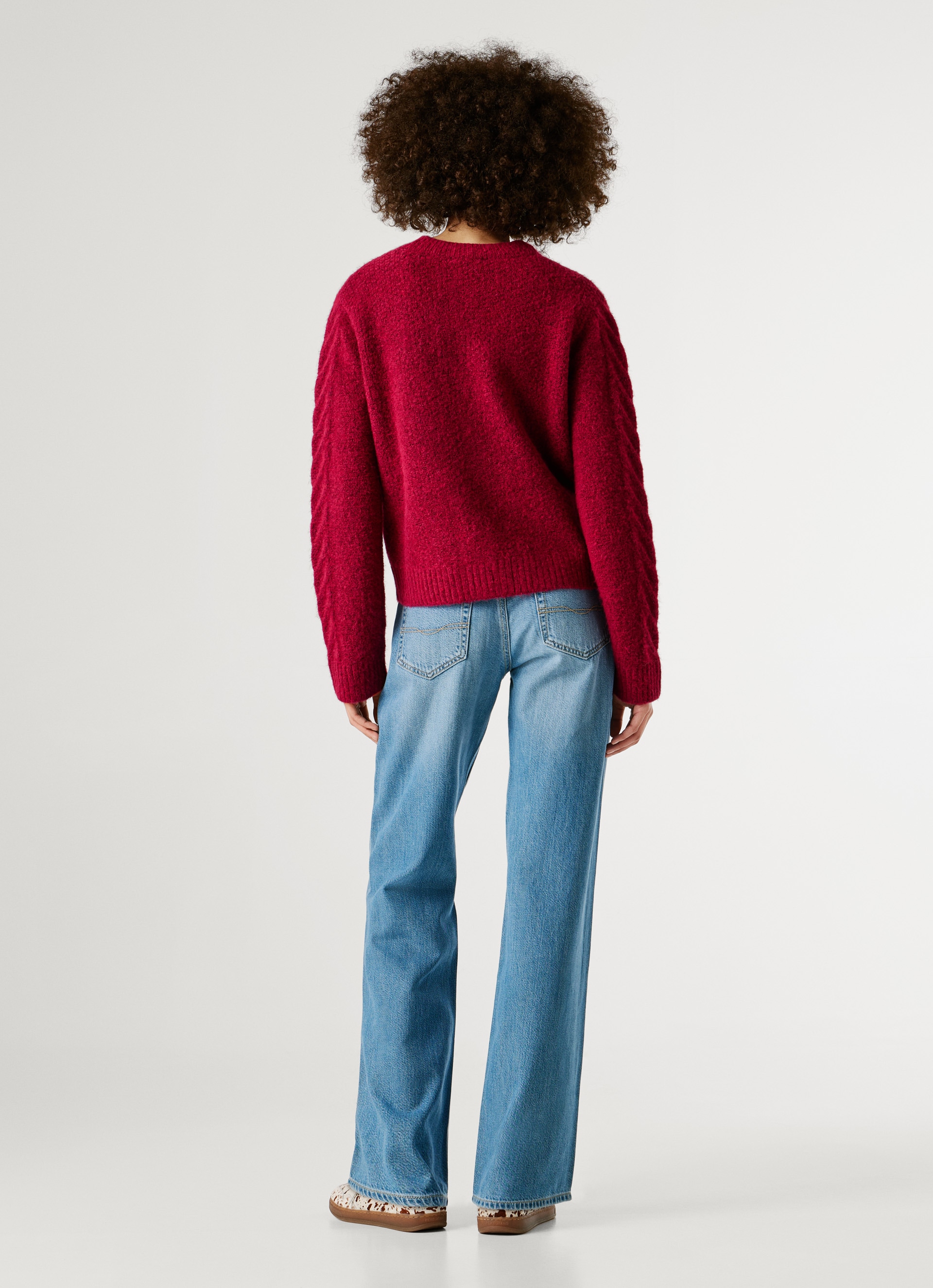 Pepe Jeans Strickpullover mit Zopfmuster und Woll-Anteil