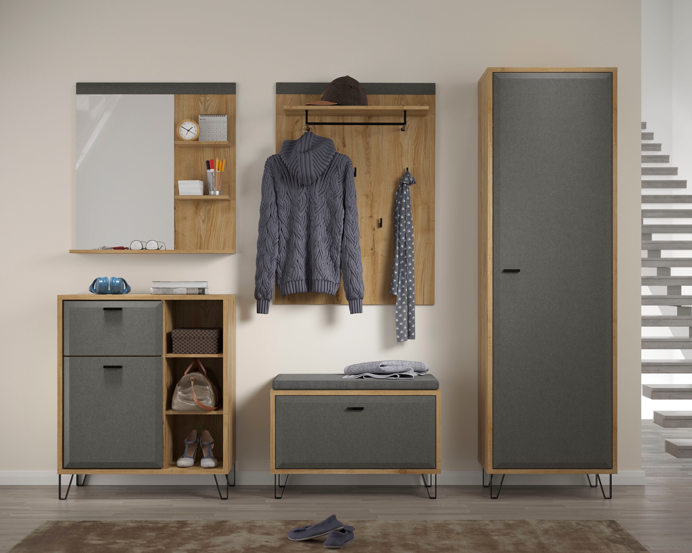 Home affaire Sitzbank »Belva« 1 Stk. tlg. Flurbank mit einer Klappe - verstellbarer Boden - (B/T/H) 79/42/51 cm