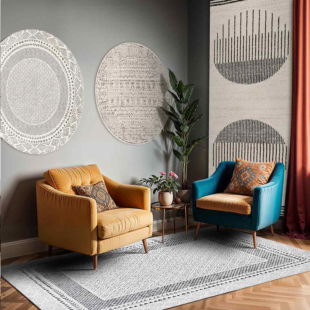 Livabliss Teppich »DEHLI«, rechteckig, 11 mm Höhe, Skandinavischer Teppich, Moderner Kurzflor Boho-Wohnzimmerteppich
