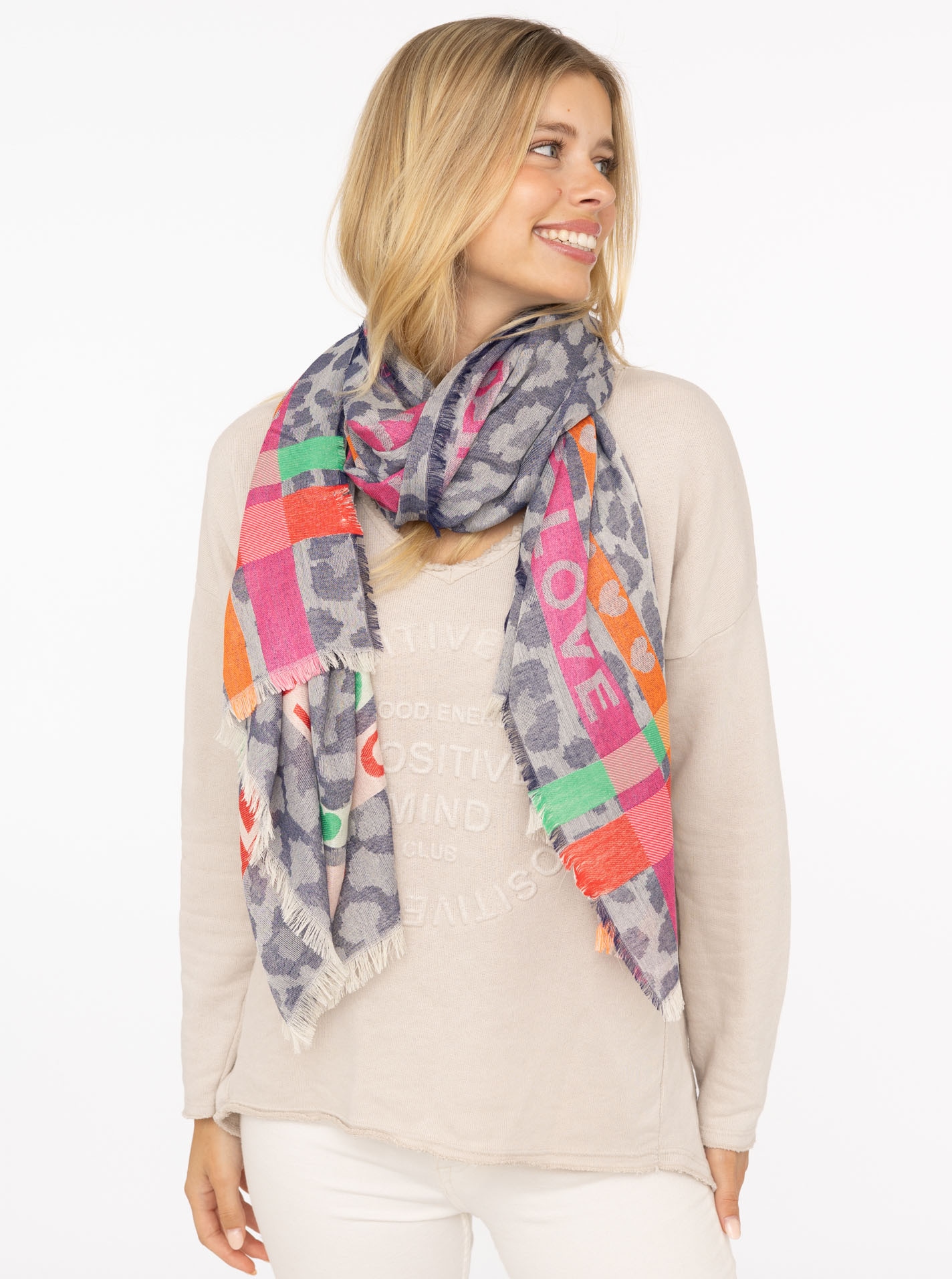 Zwillingsherz Écharpe »"Wild Love"« trendiger Schal mit Herzen und Schriftzug