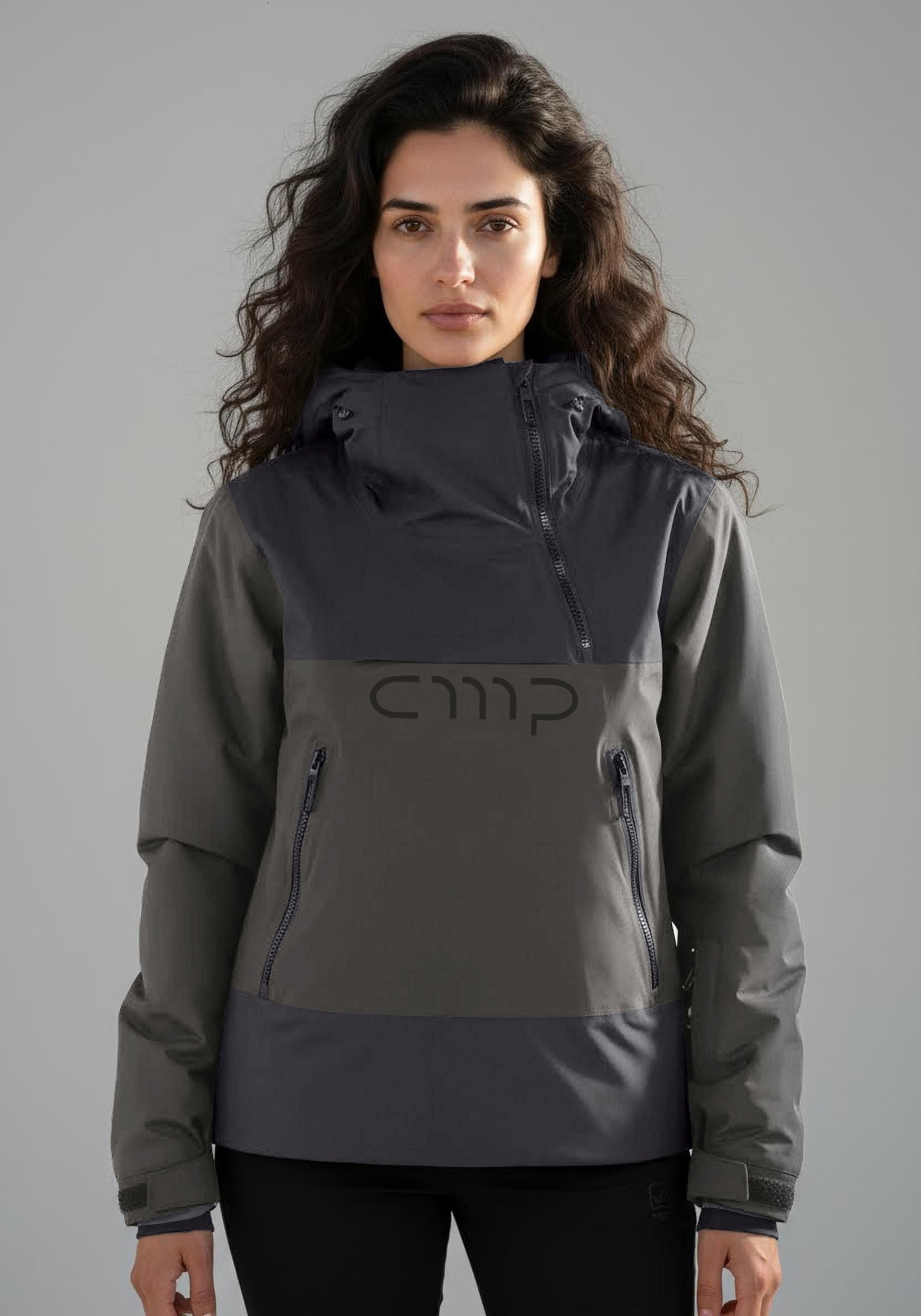 Image of CMP Winterjacke mit Kapuze zum Überziehen, kurzer asymmetrischer Zipper