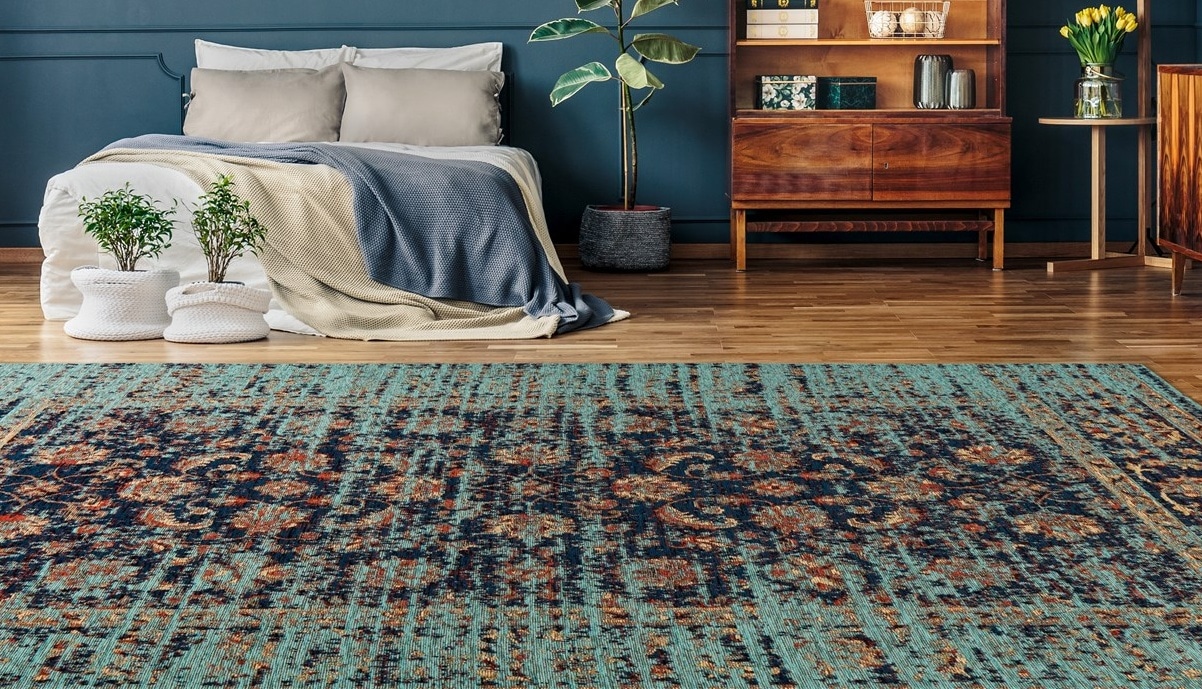 Image of Padiro Teppich "Charme 225" rechteckig 5 mm Höhe Chenille Flachgewebe im Vintage Stil