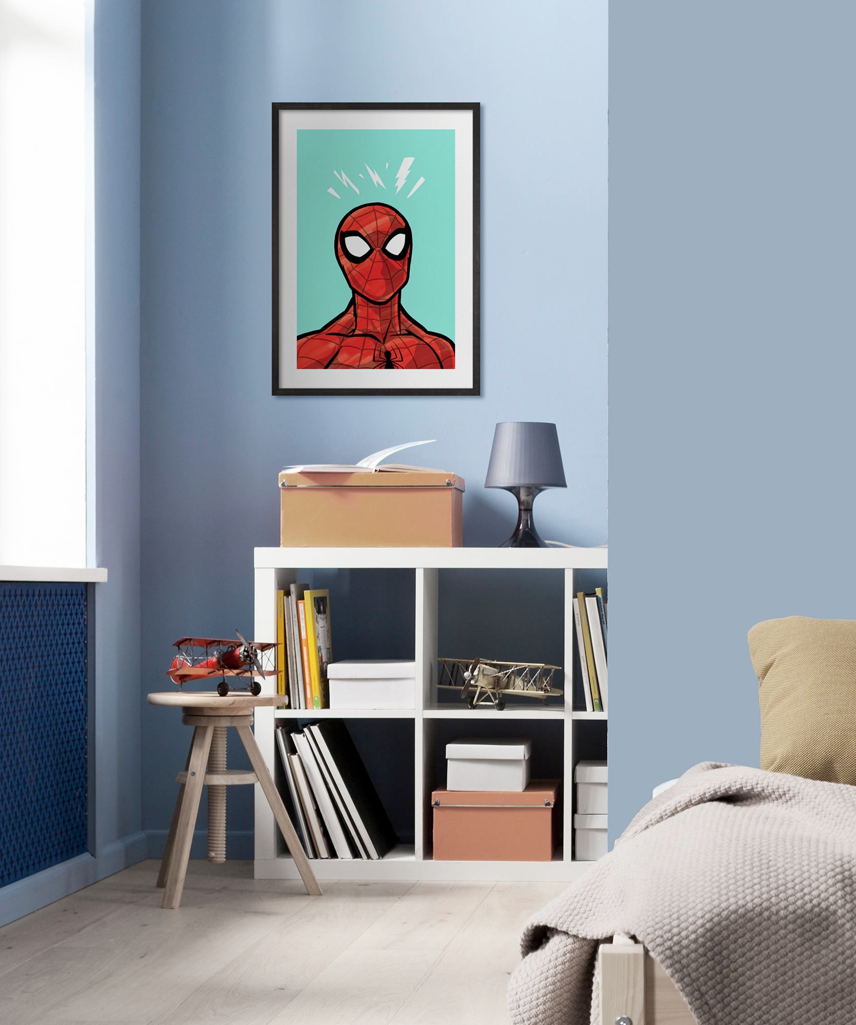 Image of Komar Wandbild "Spider-Man Danger Ahead" Disney Set, 1 Stk. tlg. 30 x 40 cm (Breite x Höhe) - Kinderzimmer, Dekoration