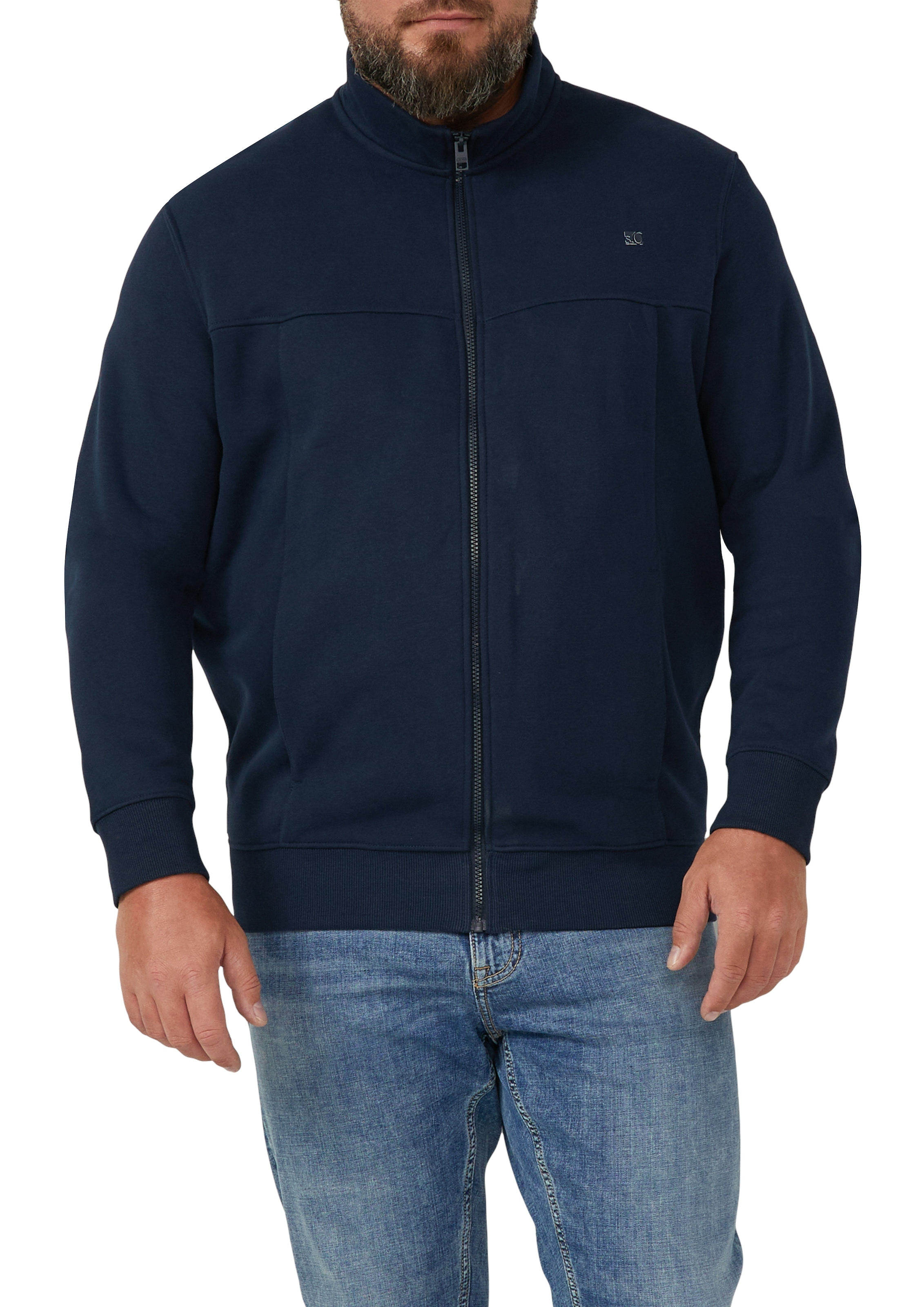 Image of s.Oliver Men Big Sizes Sweatjacke mit Reissverschluss und Stehkragen