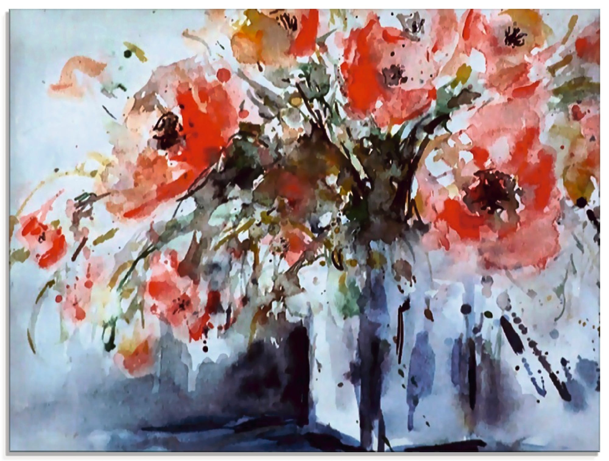 Glasbild »Mohn in Vase«, Blumen, (1 St.), in verschiedenen Grössen