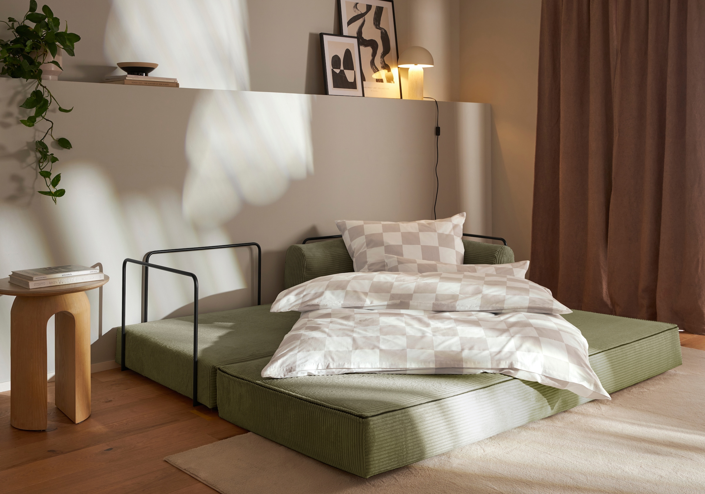 homsy by Ana Johnson Canapé-lit »Folda, Dauerschläfer, Breite 206 cm, Liegefläche 181x198 cm« mit Bett-/Schlaffunktion, inkl. 1x Zierkissen, Tonnentaschenfederkern