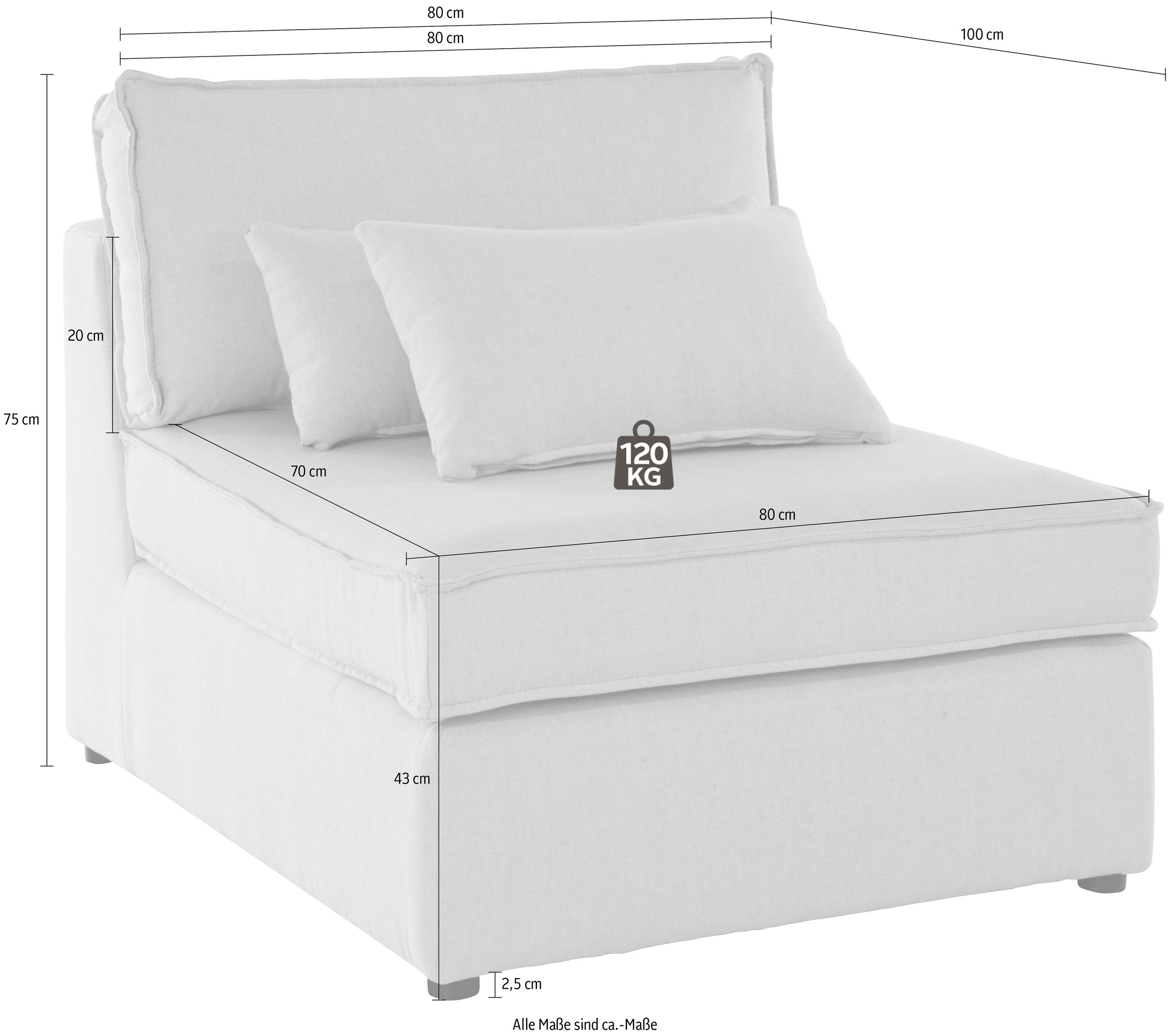 RAUM.ID Sofa-Mittelelement »Florid«, als Teil eines Modulsofas, fester Sitzkomfort, auch in Cord