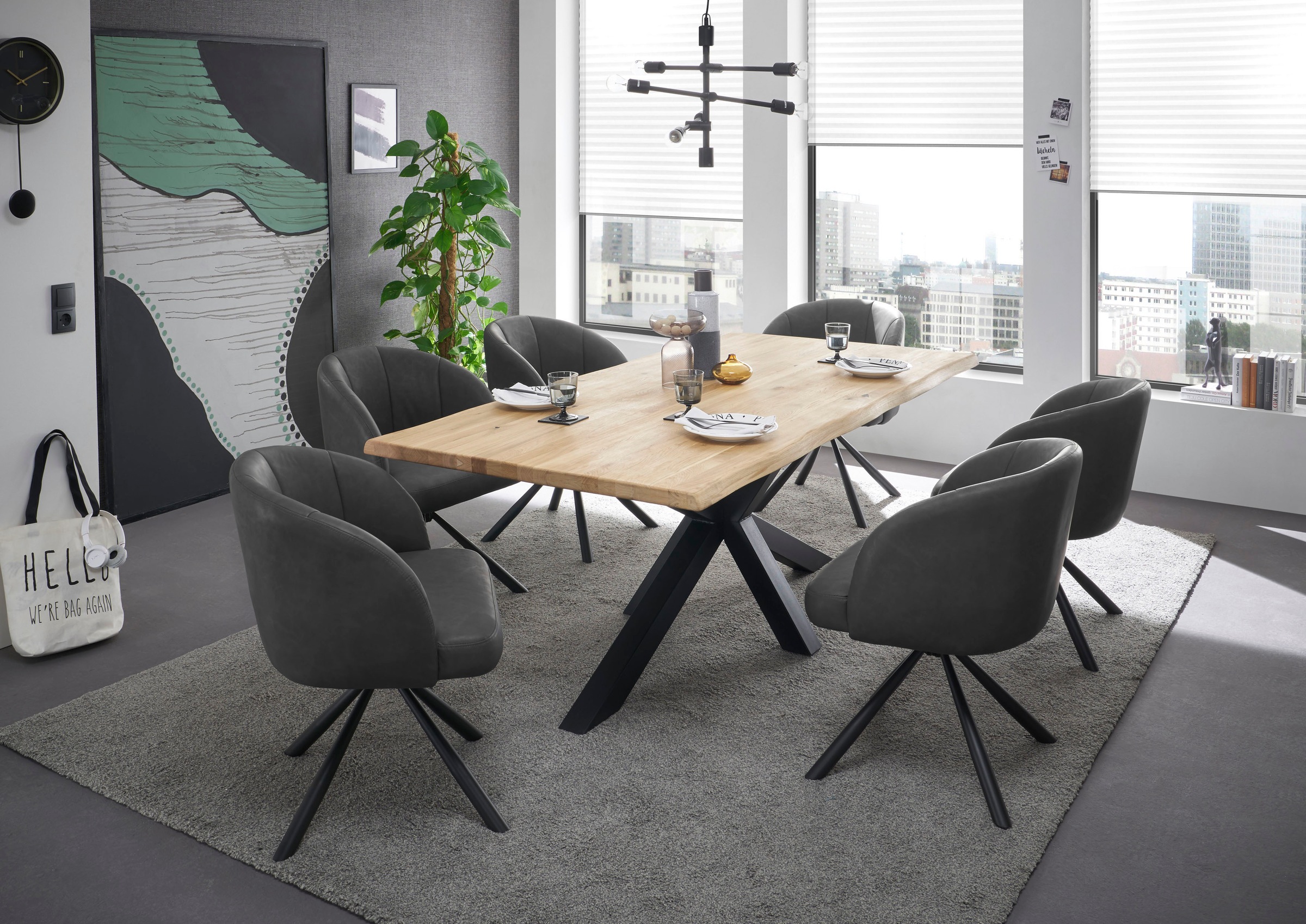 Stolkom Table de salle à manger »TOM, TOPSELLER!« Tisch, Esstisch, OTTOs Choice,  200 cm breit Eiche Massivholz mit Baumkante