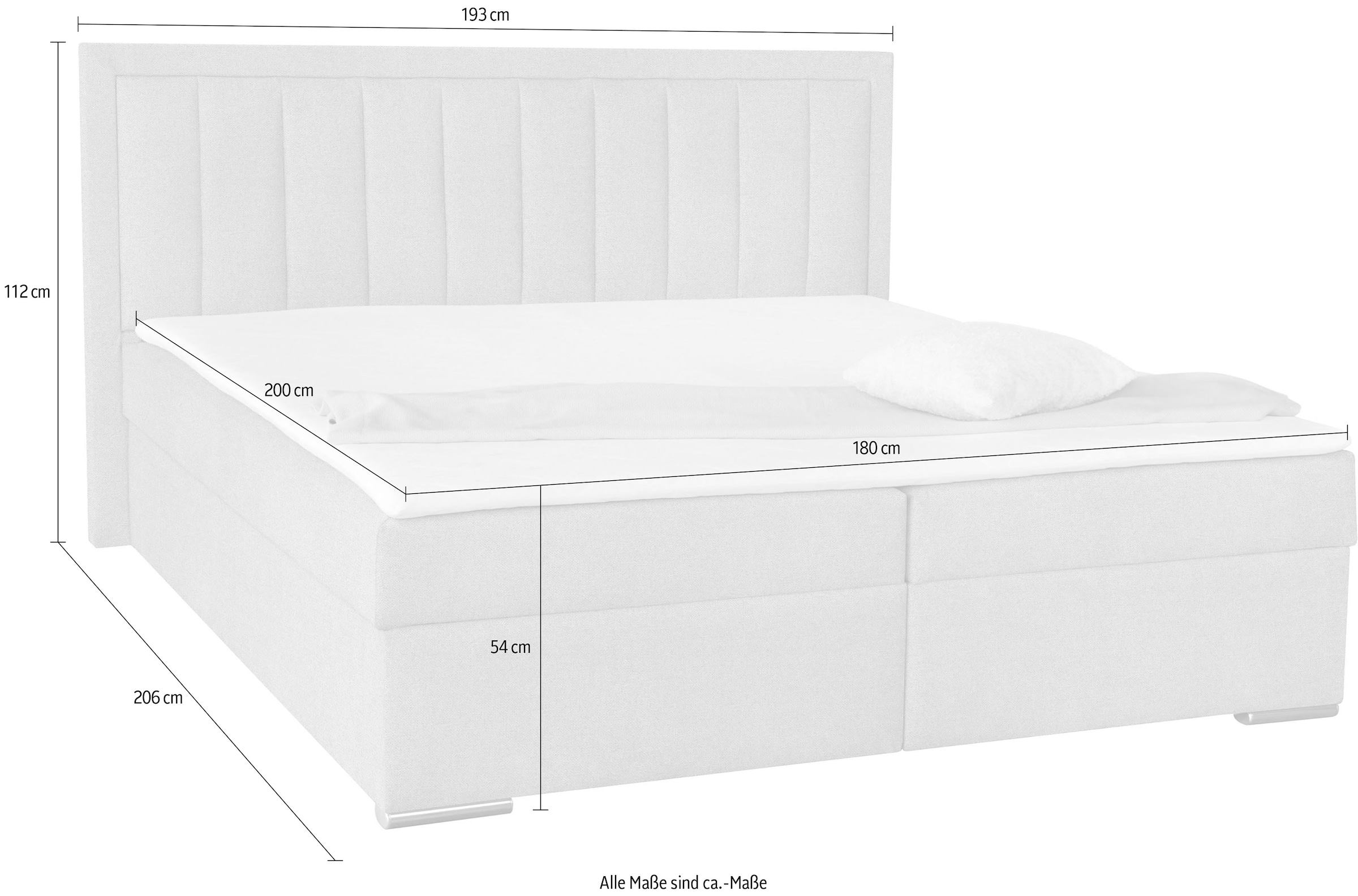 COLLECTION AB Boxbett »ATHENA inkl. Bettkasten, erhältlich in der Breite 180cm« erhältlich in verschiedenen Härtegraden, inkl. Topper