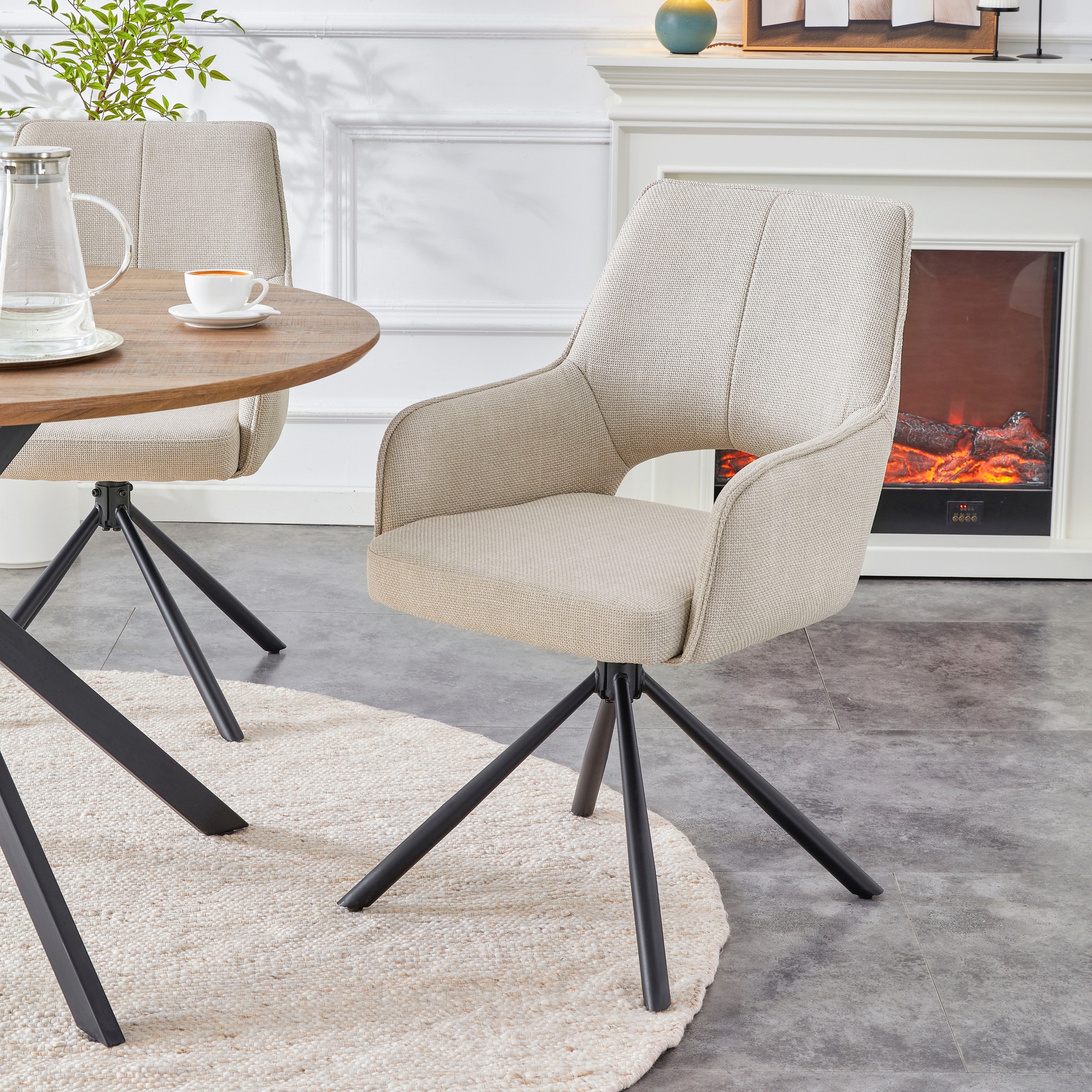 Home affaire Drehstuhl "BELLEVILLE, 2er Set, mit Metallgestell in matt schwarz" (Set) 2 Stk.in verschiedenen Farben, Belsatbarkeit pro Stuhl 120 kg, 360 drehbar