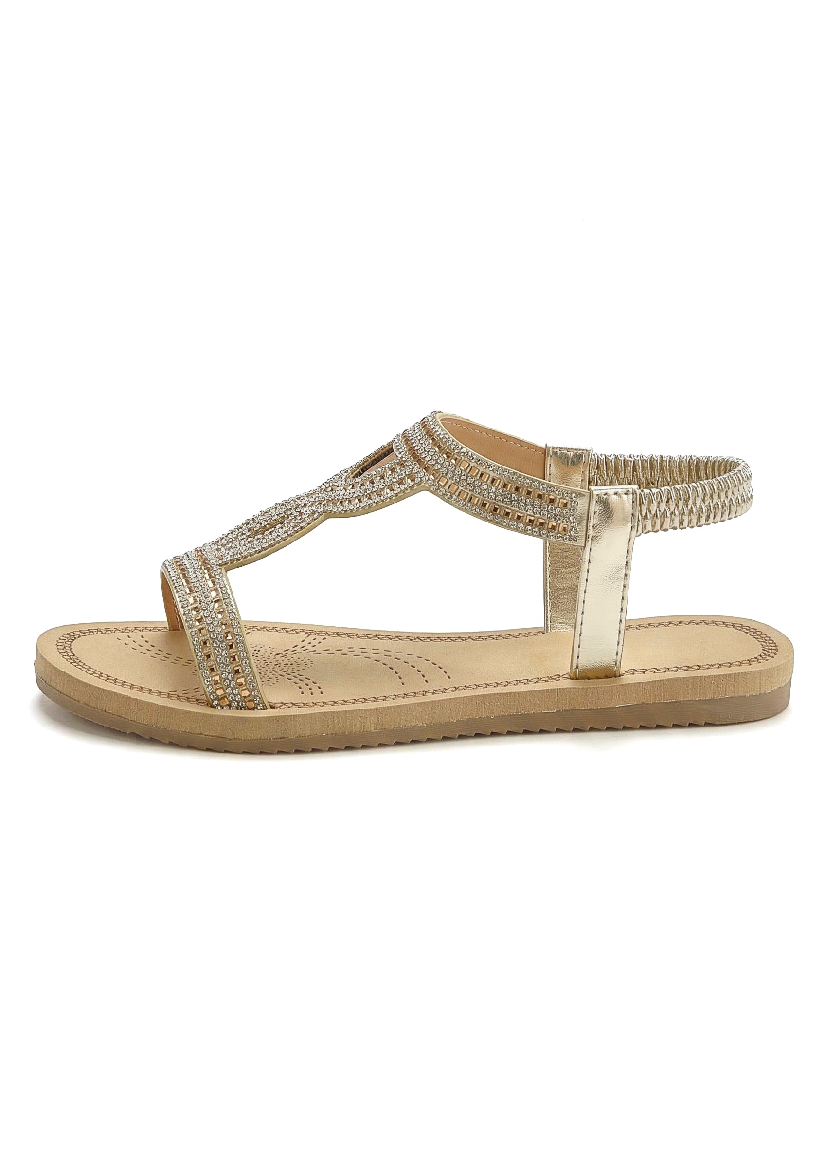 Vivance Sandale »Sandalette, Sommerschuh, offener Schuh«  mit elastischen Riemchen und Glitzersteinchen VEGAN
