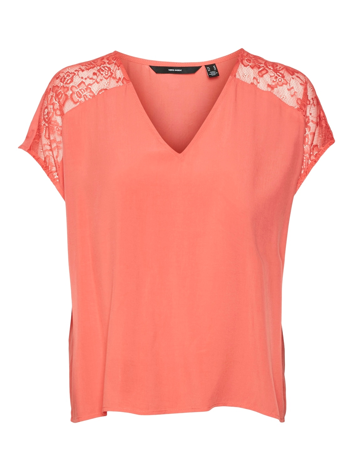 Vero Moda V-Shirt »VMRUSK LACE V-NECK SS TOP WVN GA«