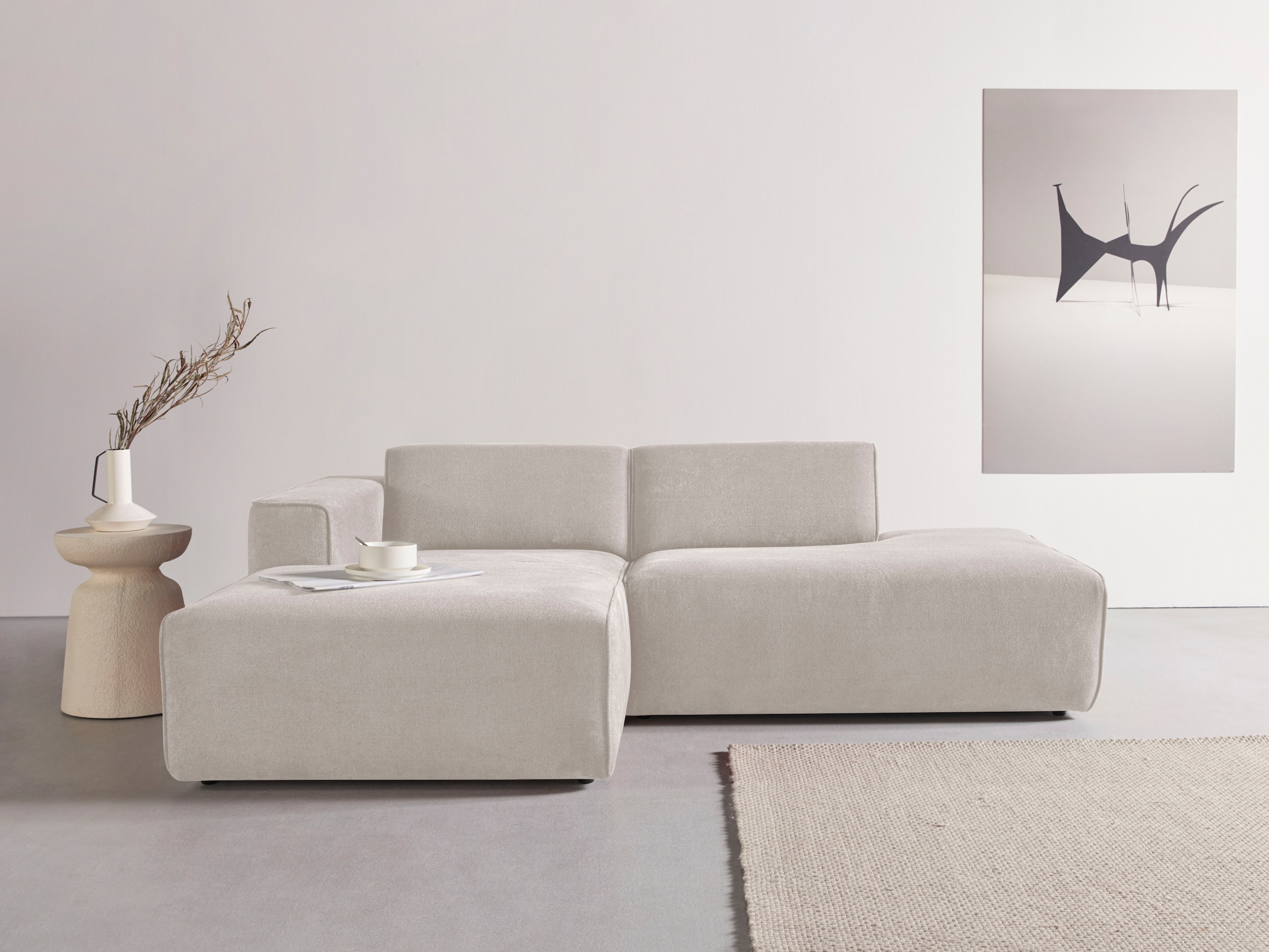 Image of Home affaire Ecksofa "Noord mit Kedernaht, Breite 227 cm, L-Form" Cord, Struktur, Webstoff, mit Wellenunterfederung, Massivholzrahmen