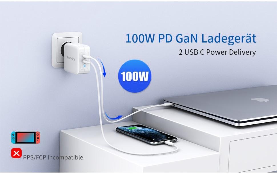 nevox Smartphone-Ladegerät »Dual USB-C Power Delivery 100 W«
