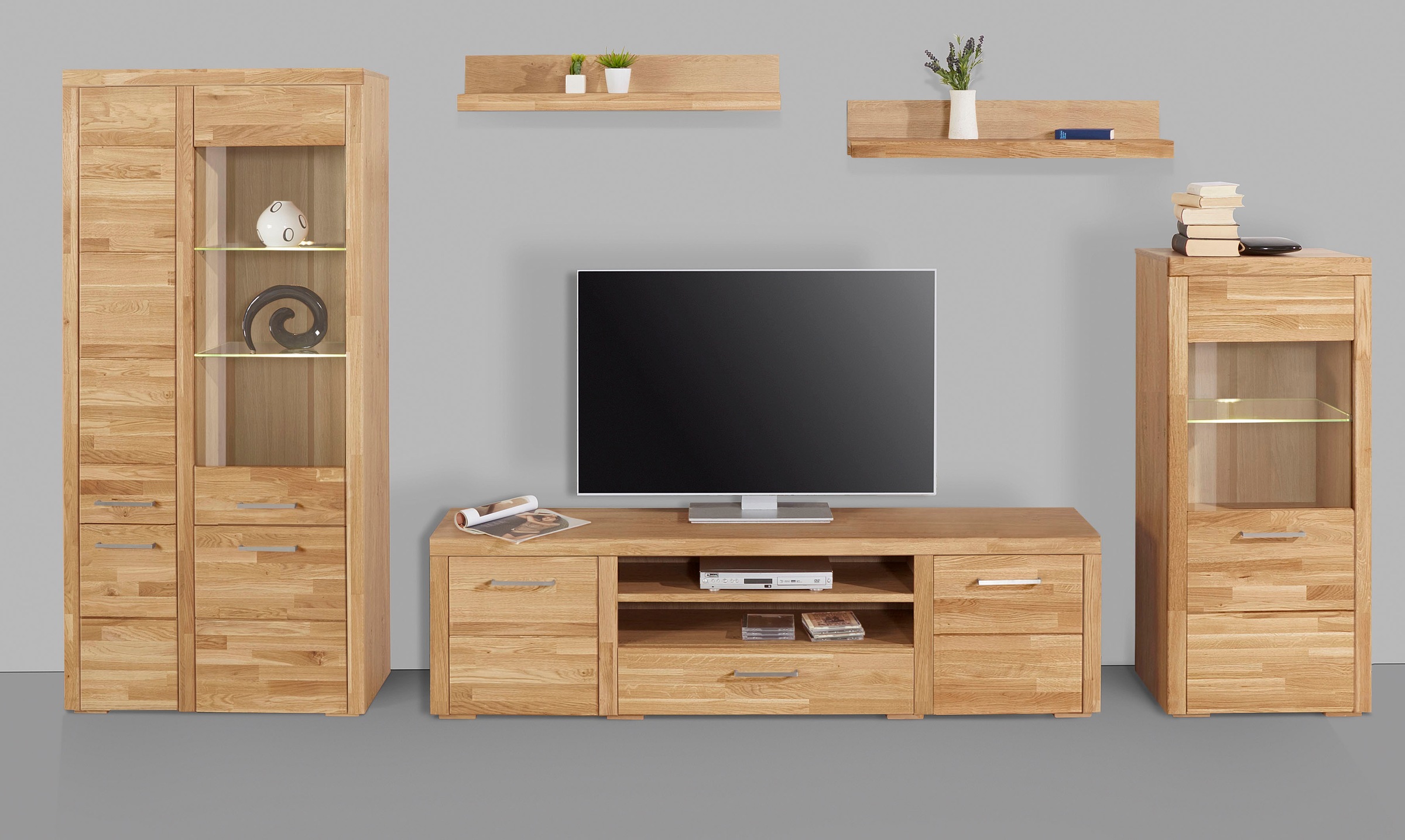 Home affaire Wohnwand »Falco«, (Set, 4 St., 5), Fronten aus Massivholz
