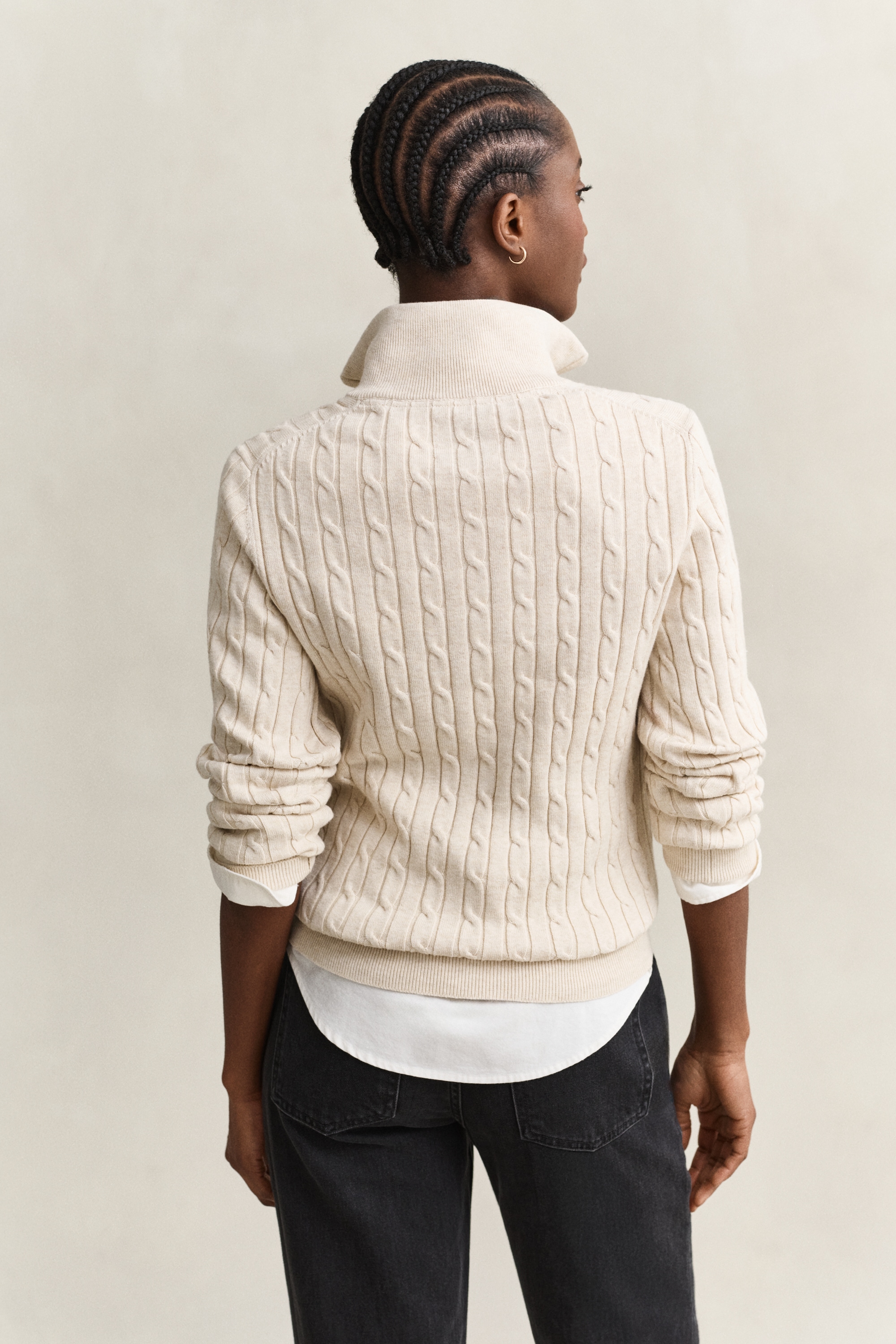 Gant Strickpullover »STRETCH COTTON CABLE HALF-ZIP« Mit Rundhalsausschnitt