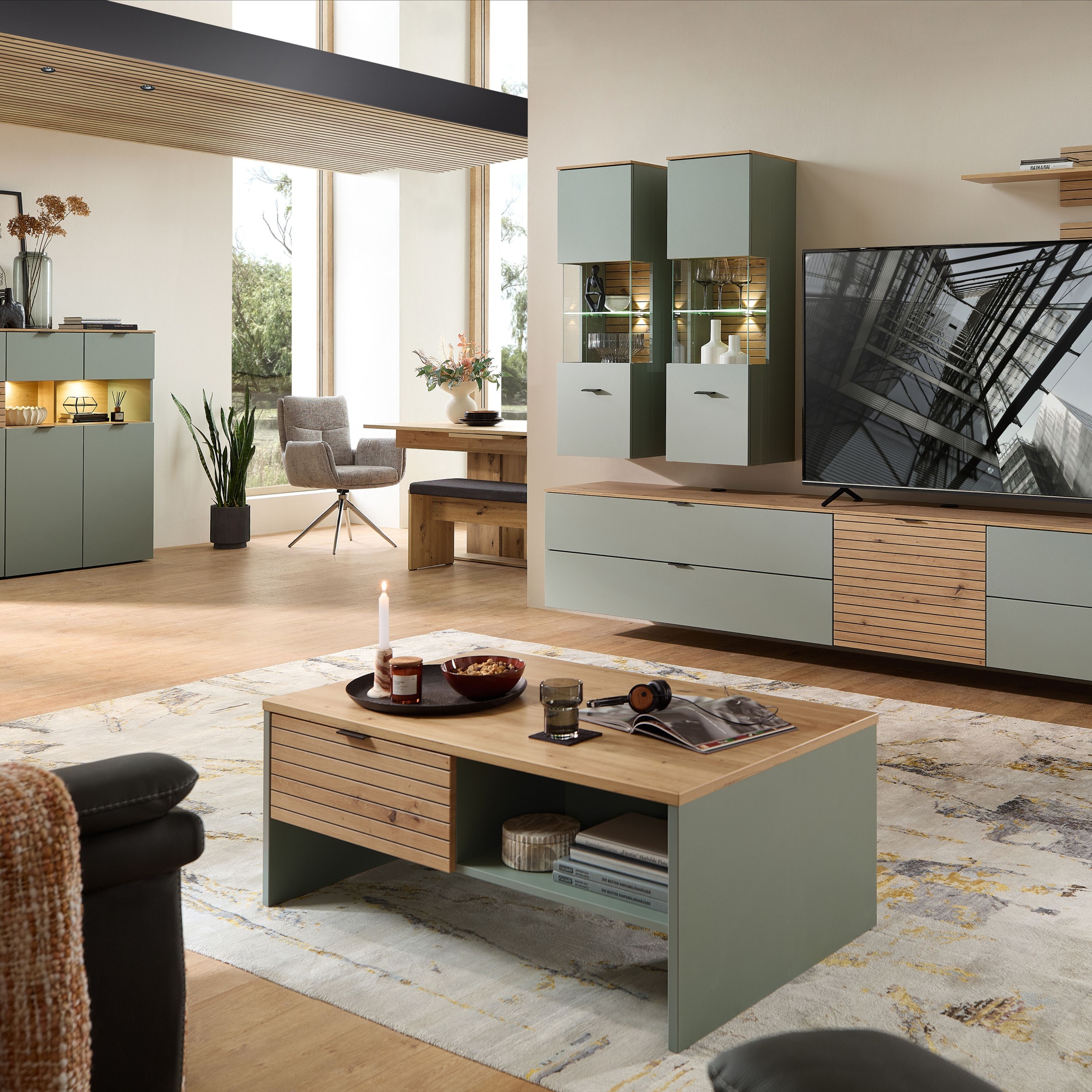 Innostyle Table basse »INA Couchtisch, 110 x 44 x 65 cm (B/H/T)« 1 cuis tlg. 2 tiroirs, 2 compartiments ouverts