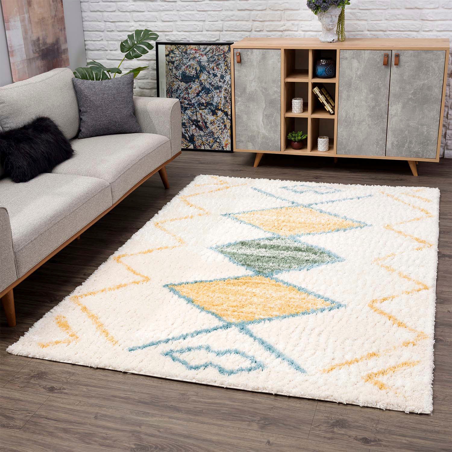 Image of Carpet City Hochflor-Teppich "Pulpy 557" rechteckig 30 mm Höhe besonders weich, Ethno Look, ideal für Wohnzimmer & Schlafzimmer