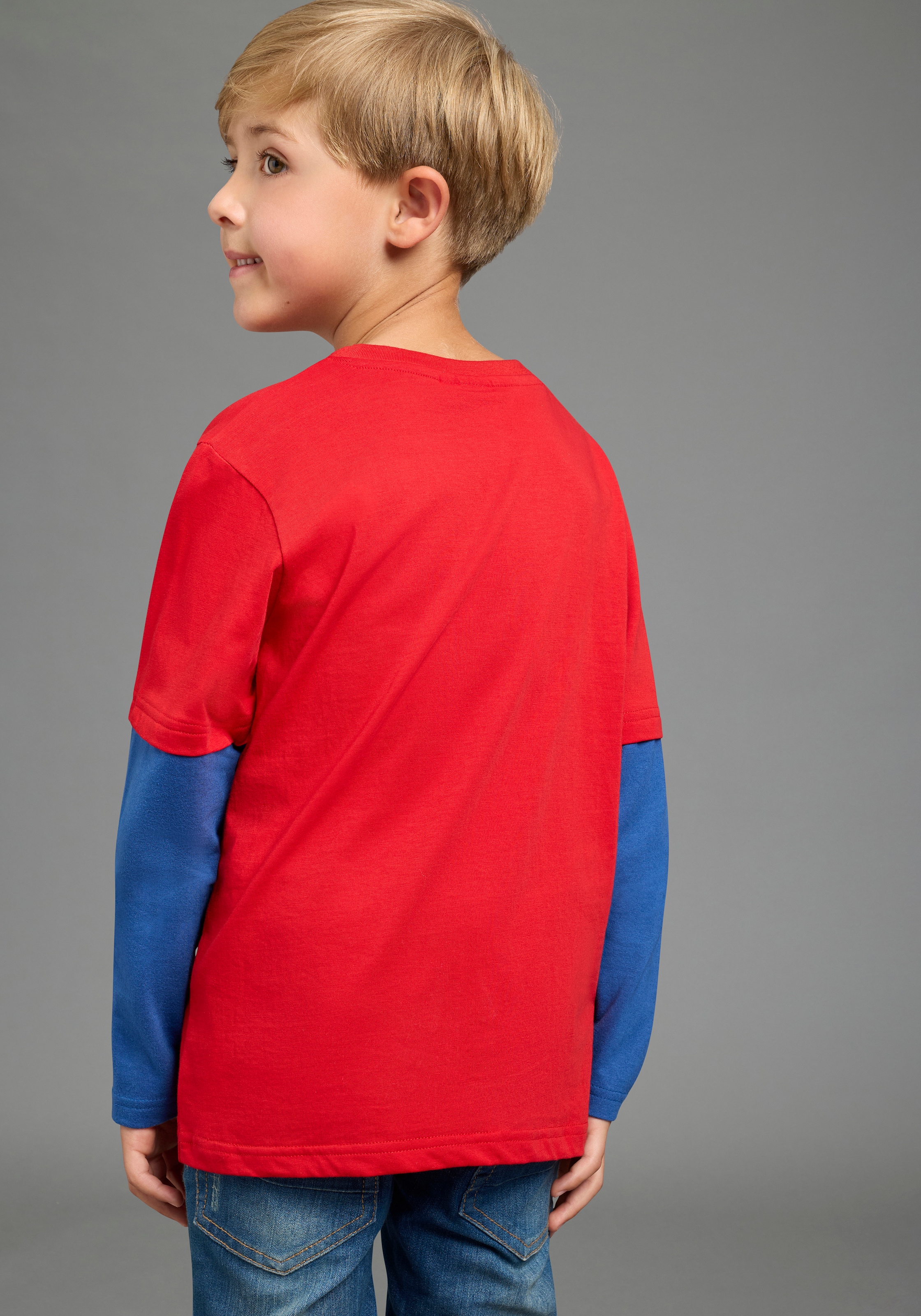 KIDSWORLD Langarmshirt »SPIDEY Lagen-Shirt, Disney« Disney-Shirt, hüftlange Basic-Passform, modischer Stil, mit Lagenoptik