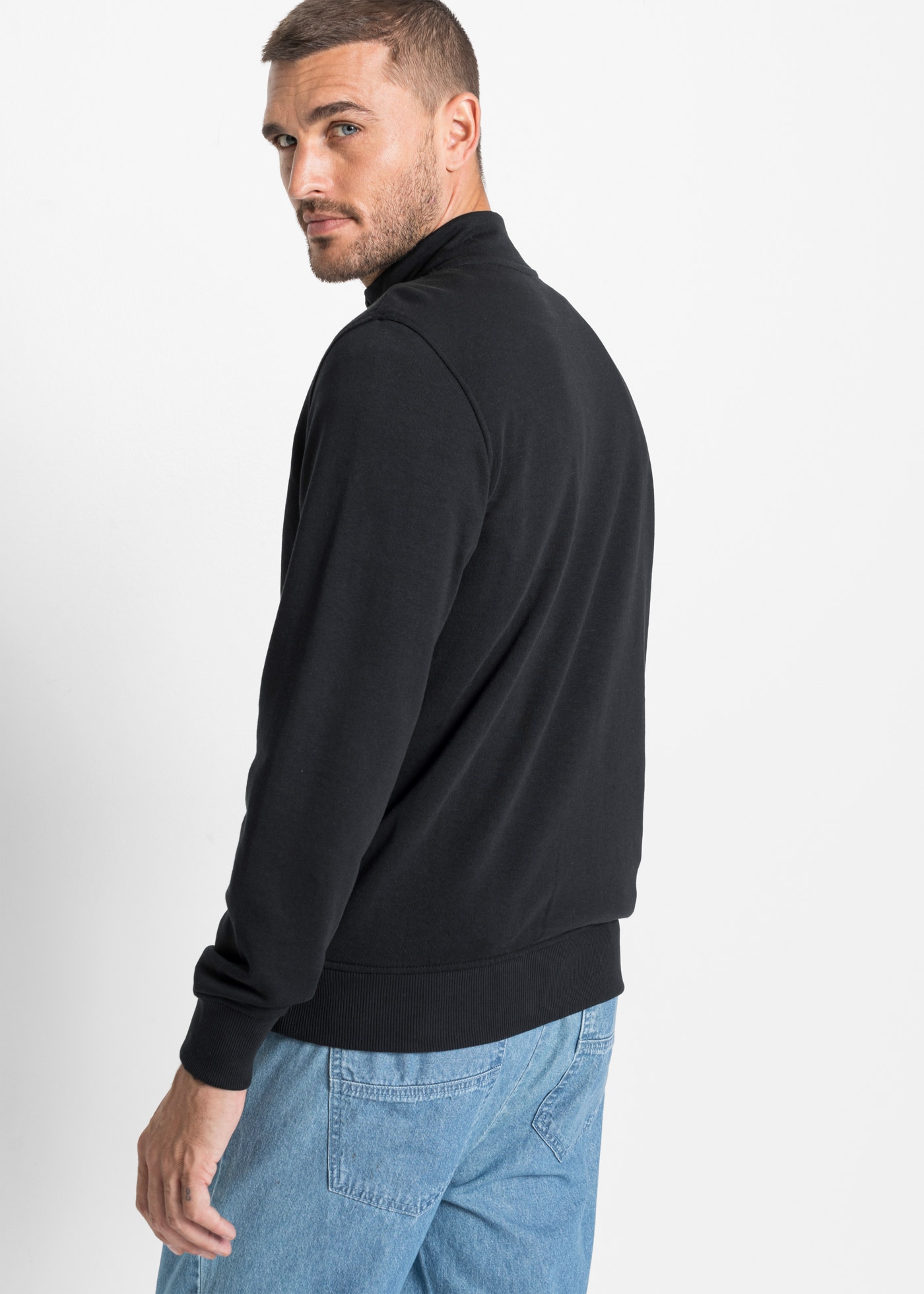 bonprix Veste sweat »Sweatjacke mit Stehkragen« avec col montant, intérieur en sweat doux brossé, regular fit