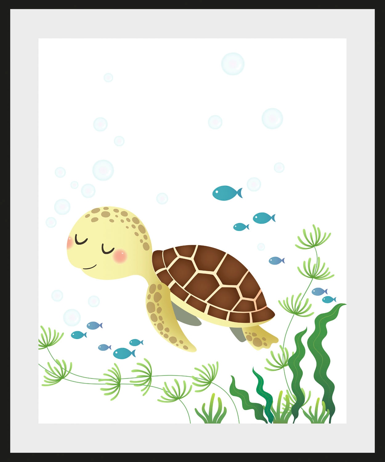Lüttenhütt Bild »Crush«, Schildkröten-Unterwasserwelt-Pflanzen-Pflanzenbilder, (1 St.), mit Rahmen, schwarz