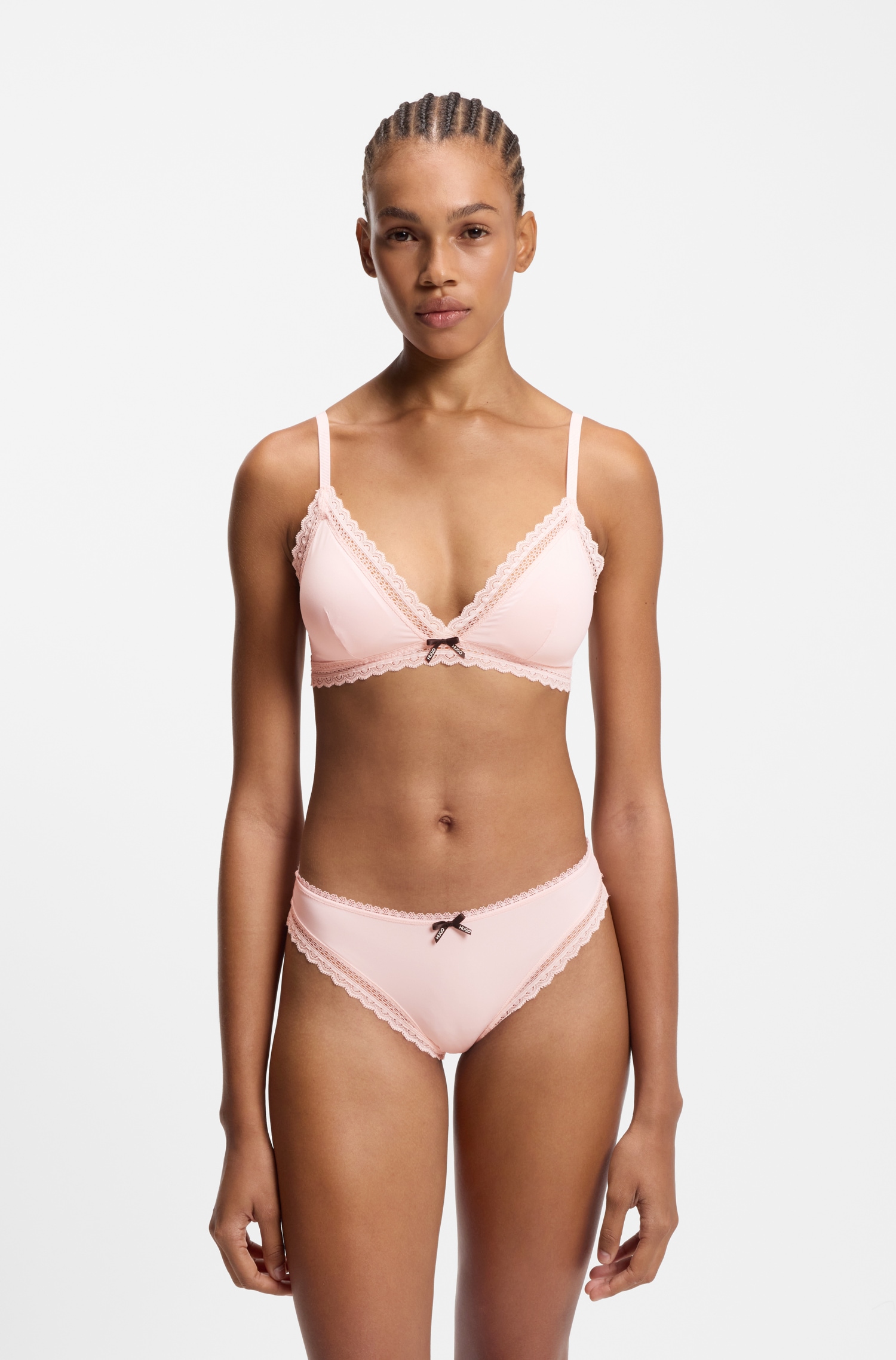 HUGO Underwear Slip mit Spitzenbesatz, mittlere Bundhöhe, Microfaserqualität