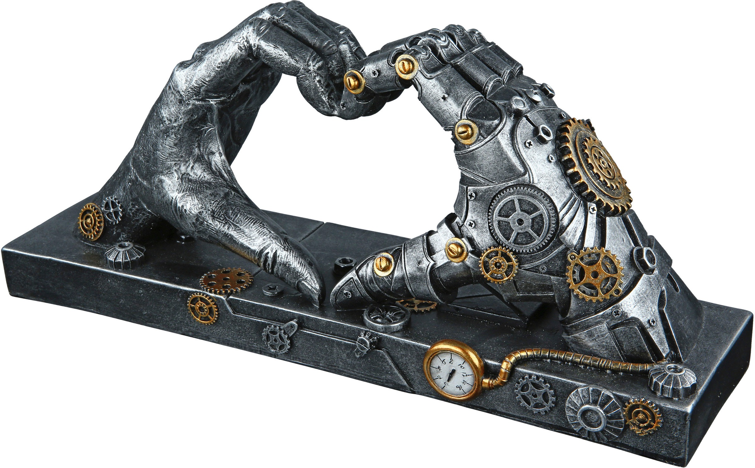 Image of Casablanca by Gilde Dekofigur »Skulptur Steampunk Hand, silberfarben«, (1 St.), Dekoobjekt, Höhe 16 cm, Hände zum Herz, mit kupferfarbenen Elementen, antikfinish, Wohnzimmer bei Ackermann Versand Schweiz