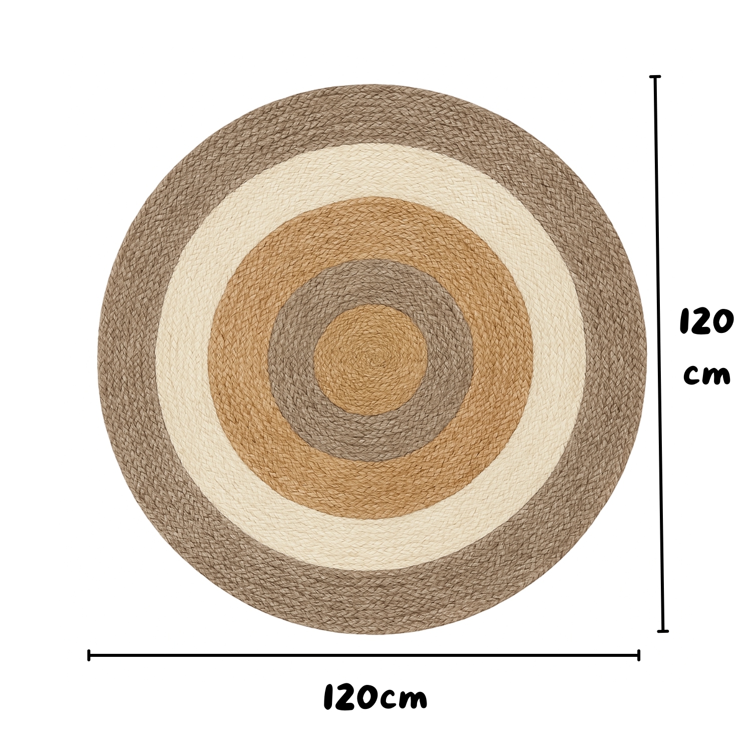 Myflair Möbel & Accessoires Tapis »Terra Rings« Rond 10 mm Höhe tapis en jute, tressé à la main, tapis réversible, rayé, fibre naturelle pure