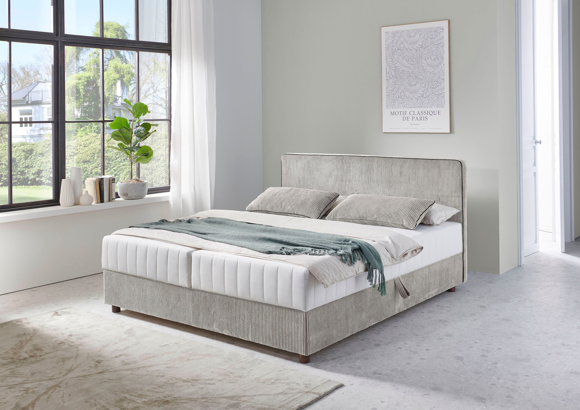 ATLANTIC home collection Bett »Corinna«, Boxbett inkl. Stauraum, Cord, erhältlich in unterschiedlichen Breiten